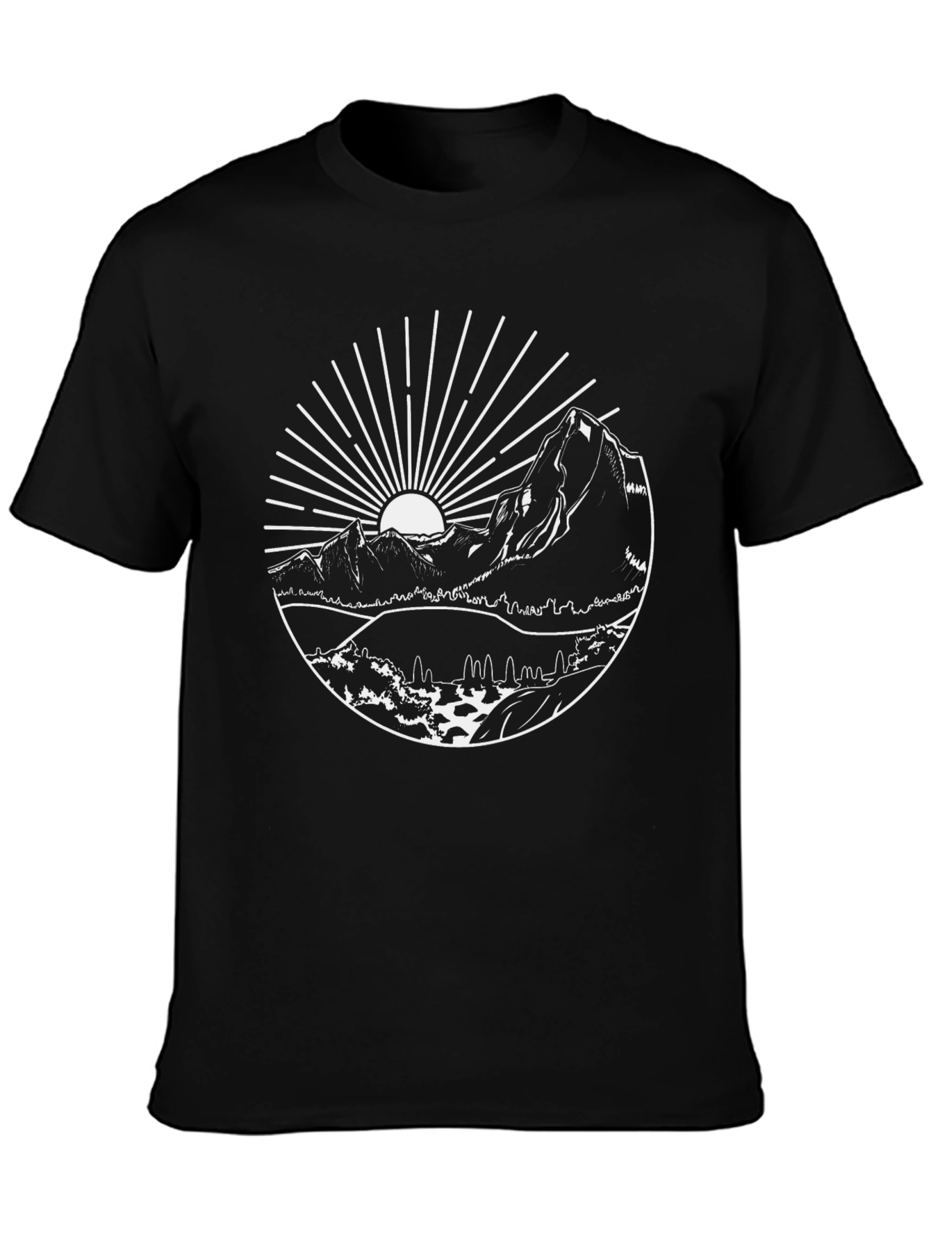 Mountain Scene Graphic Tee - Black