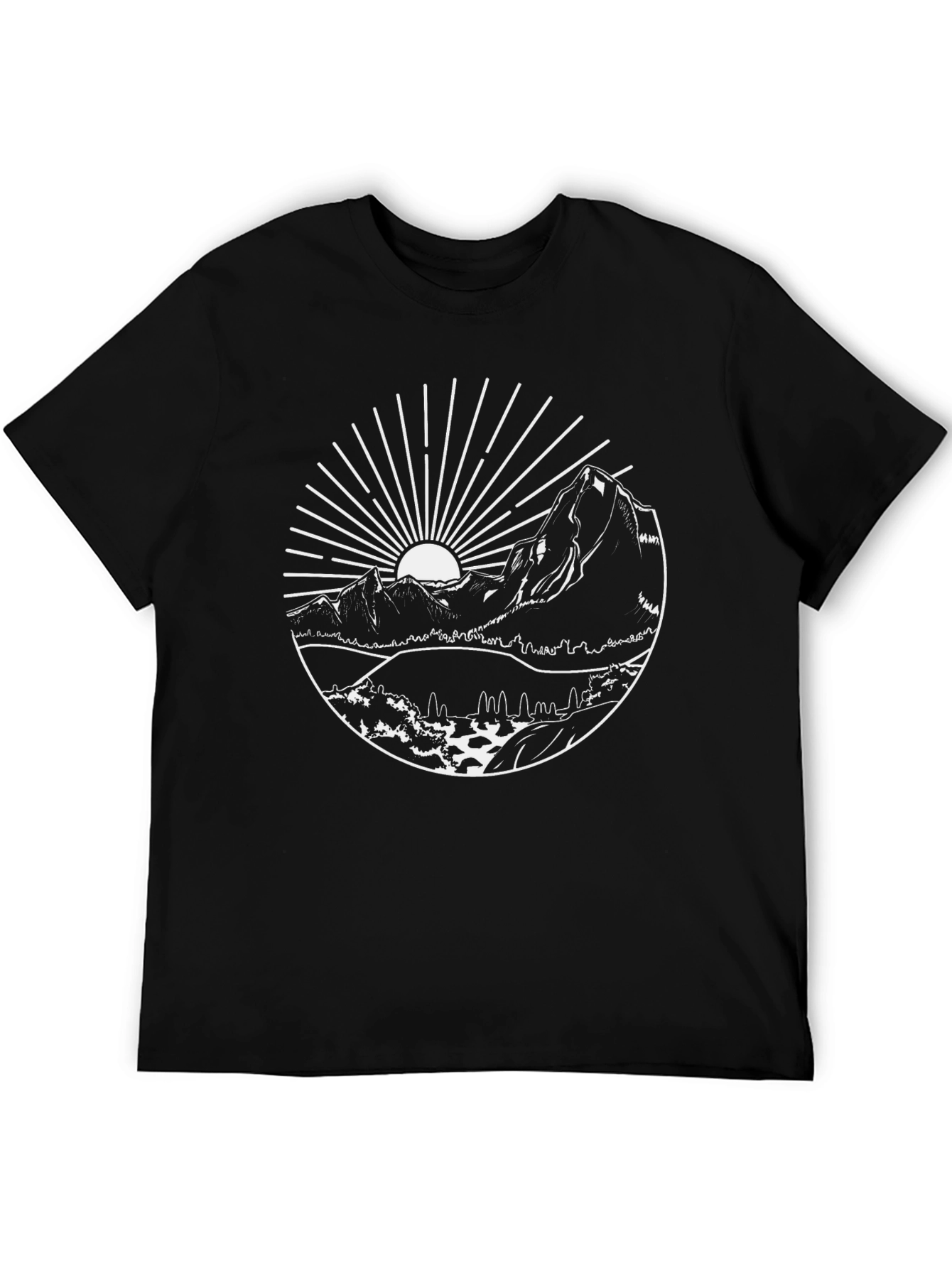 Mountain Scene Graphic Tee - Black
