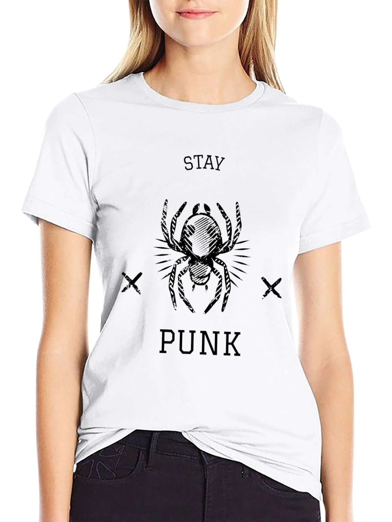 Stay Punk Spider Graphic Black T-Shirt