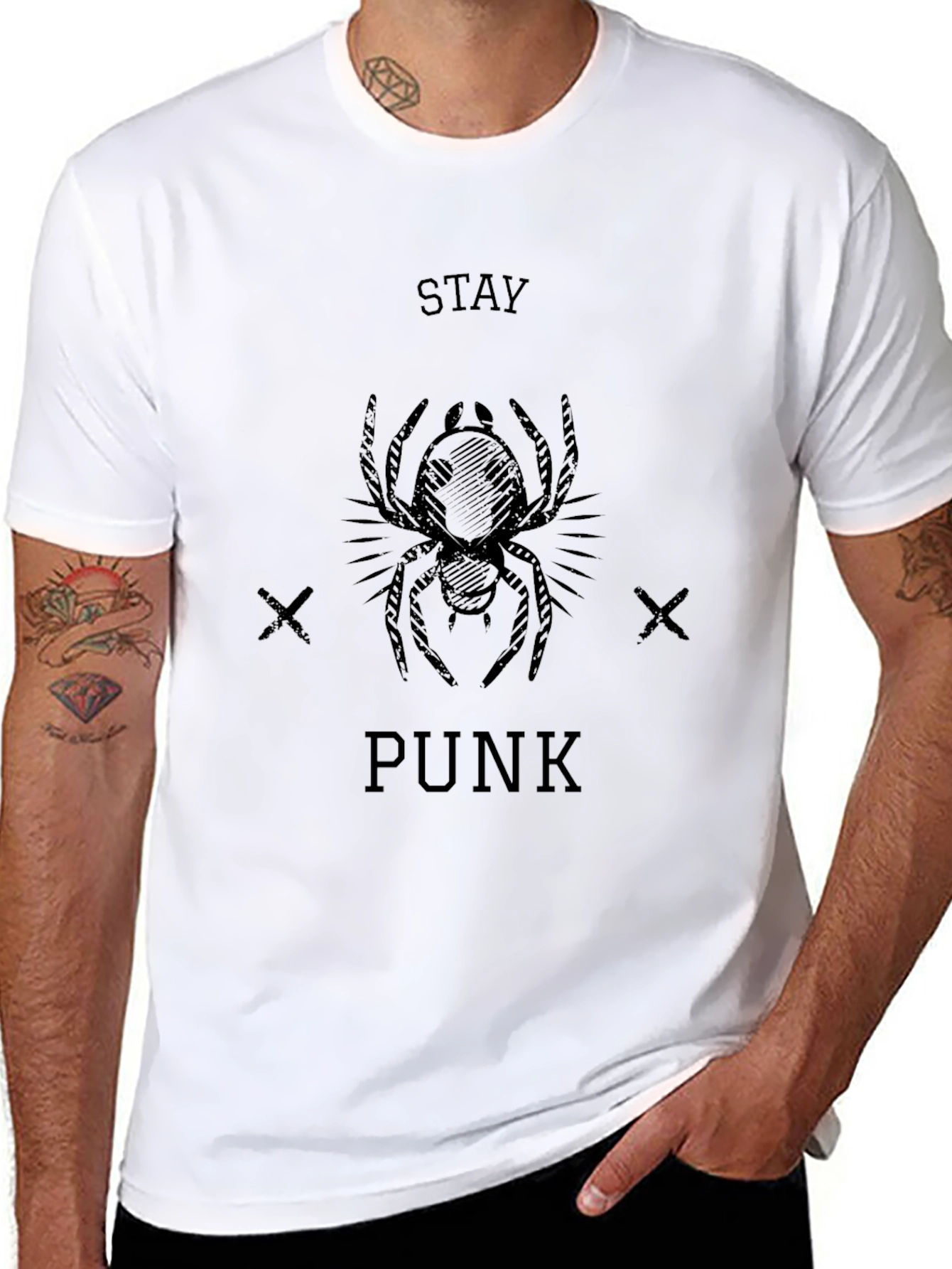 Stay Punk Spider Graphic Black T-Shirt