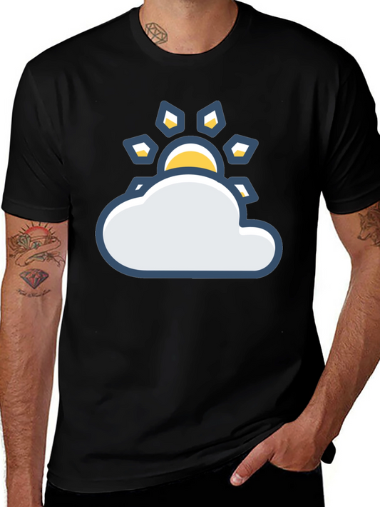 Sunny Day Cloud Graphic Tee - Black Cotton T-Shirt