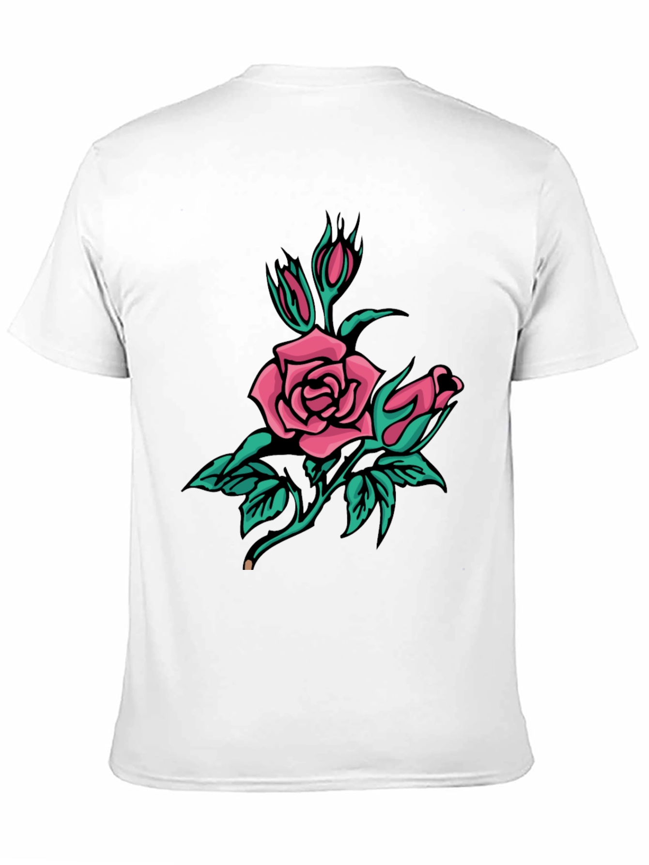 Black T-Shirt with Pink Rose Graphic