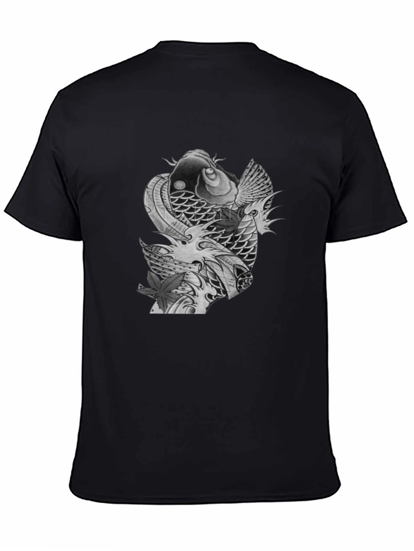 Koi Fish Graphic Tee - Stylish Mens Black T-Shirt