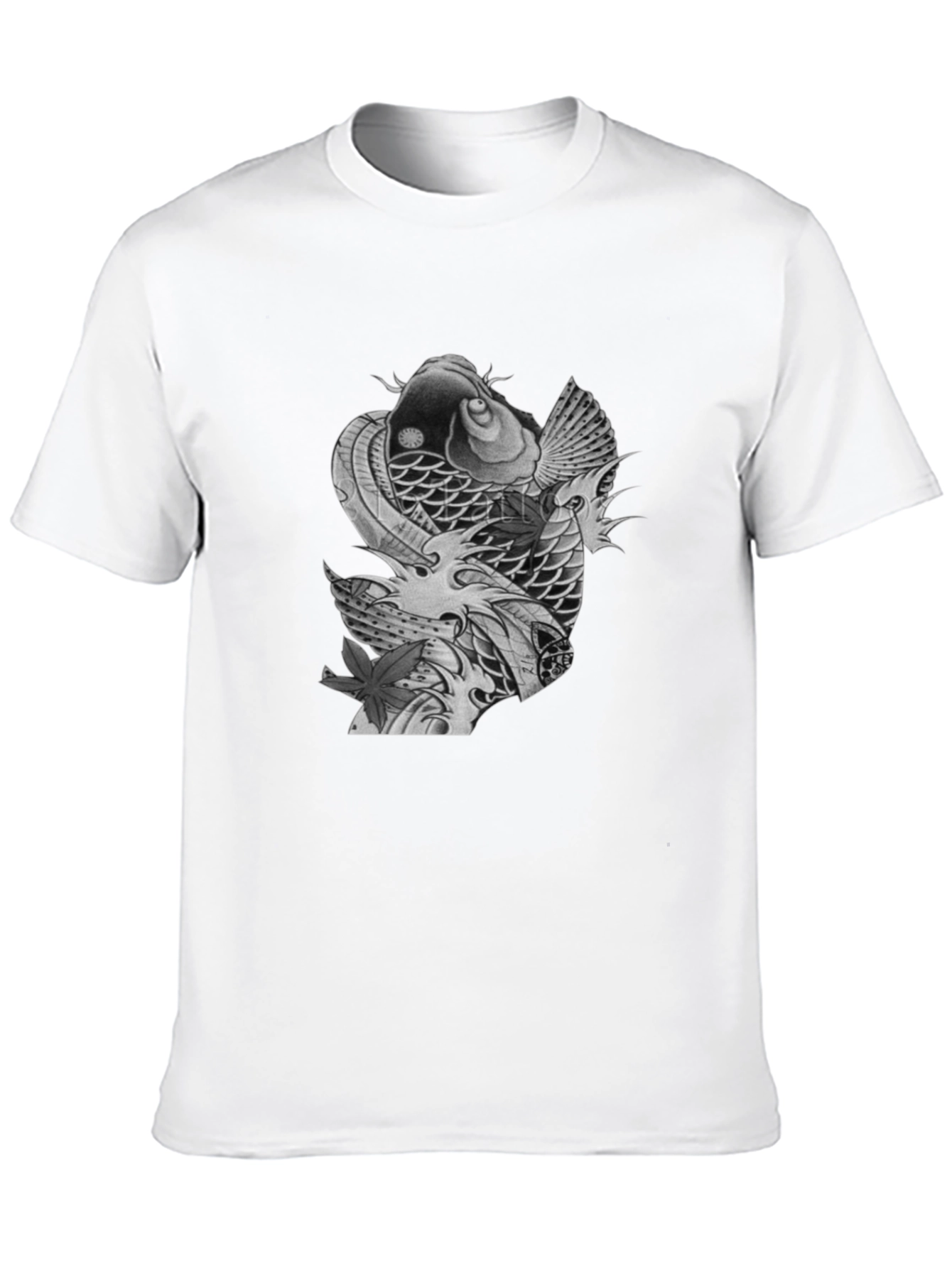 Koi Fish Graphic Tee - Stylish Mens Black T-Shirt