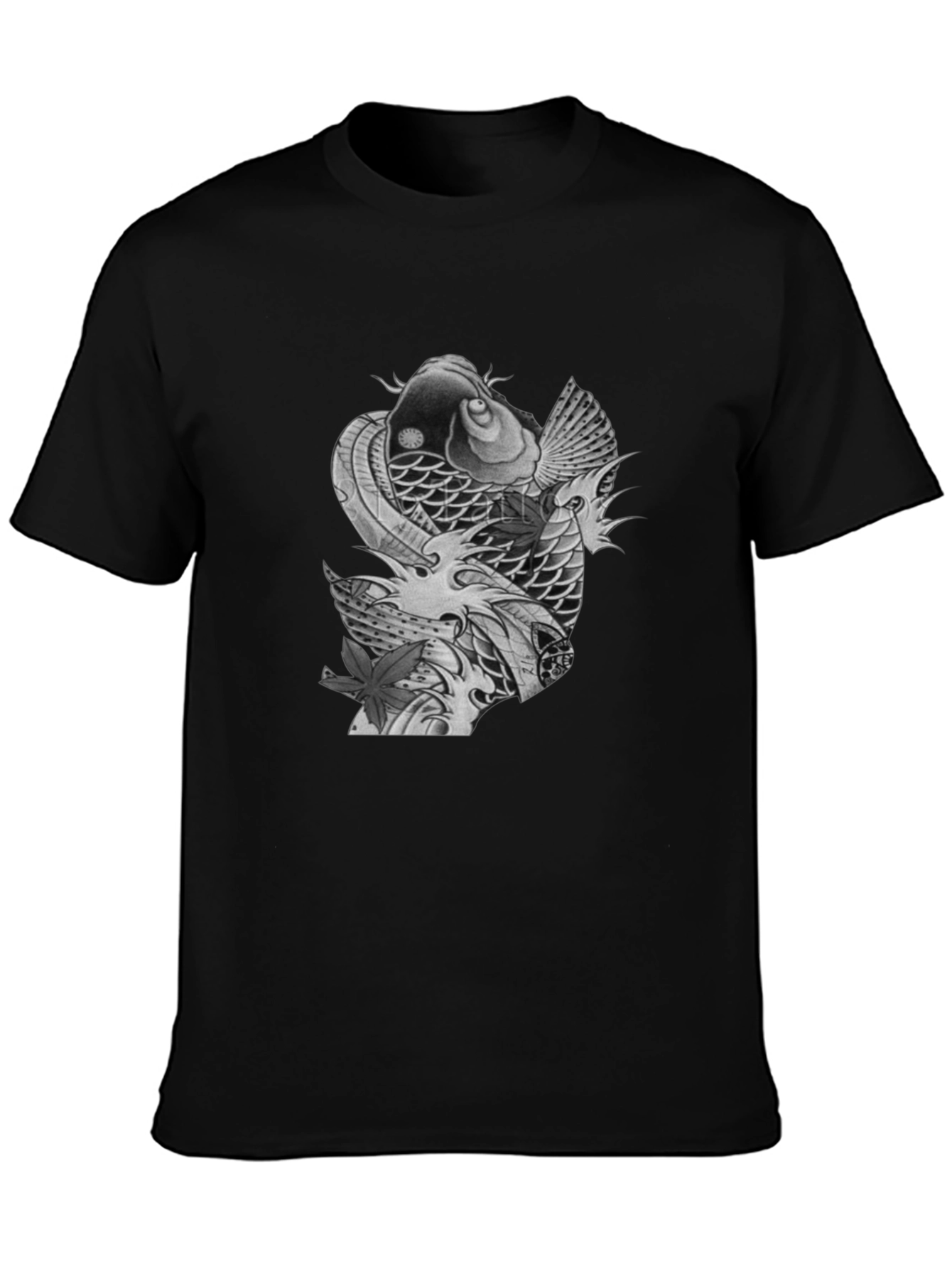 Koi Fish Graphic Tee - Stylish Mens Black T-Shirt