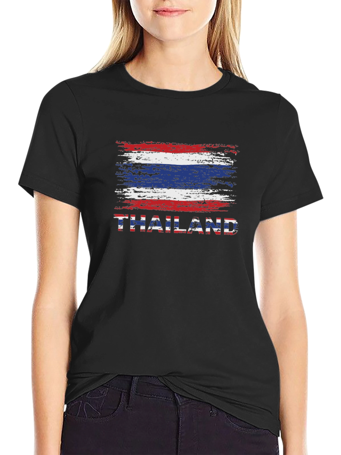 Thailand Flag T-Shirt - Black Crew Neck Tee
