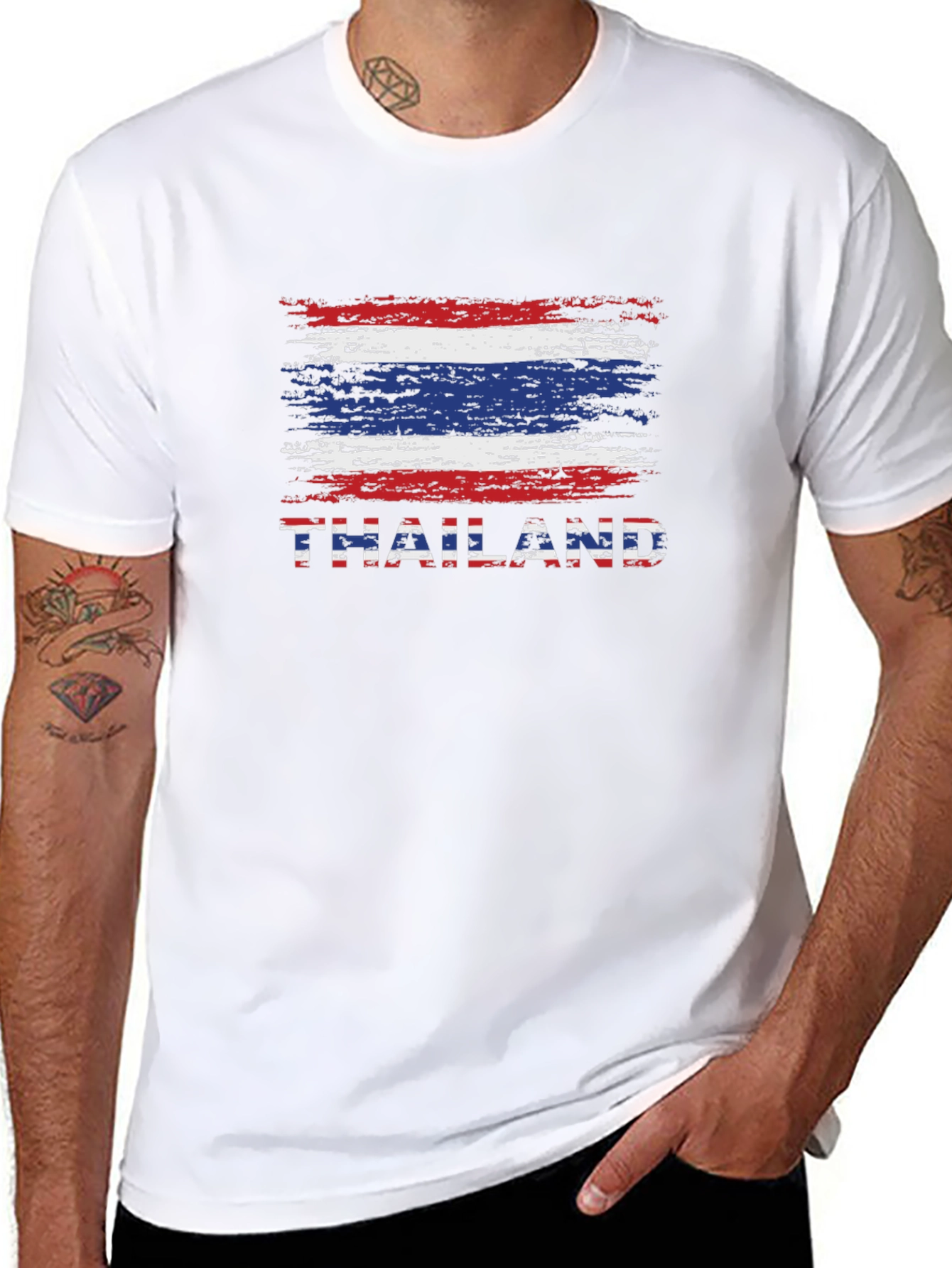 Thailand Flag T-Shirt - Black Crew Neck Tee