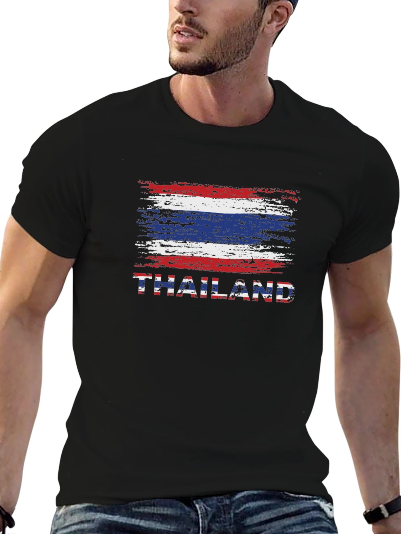 Thailand Flag T-Shirt - Black Crew Neck Tee