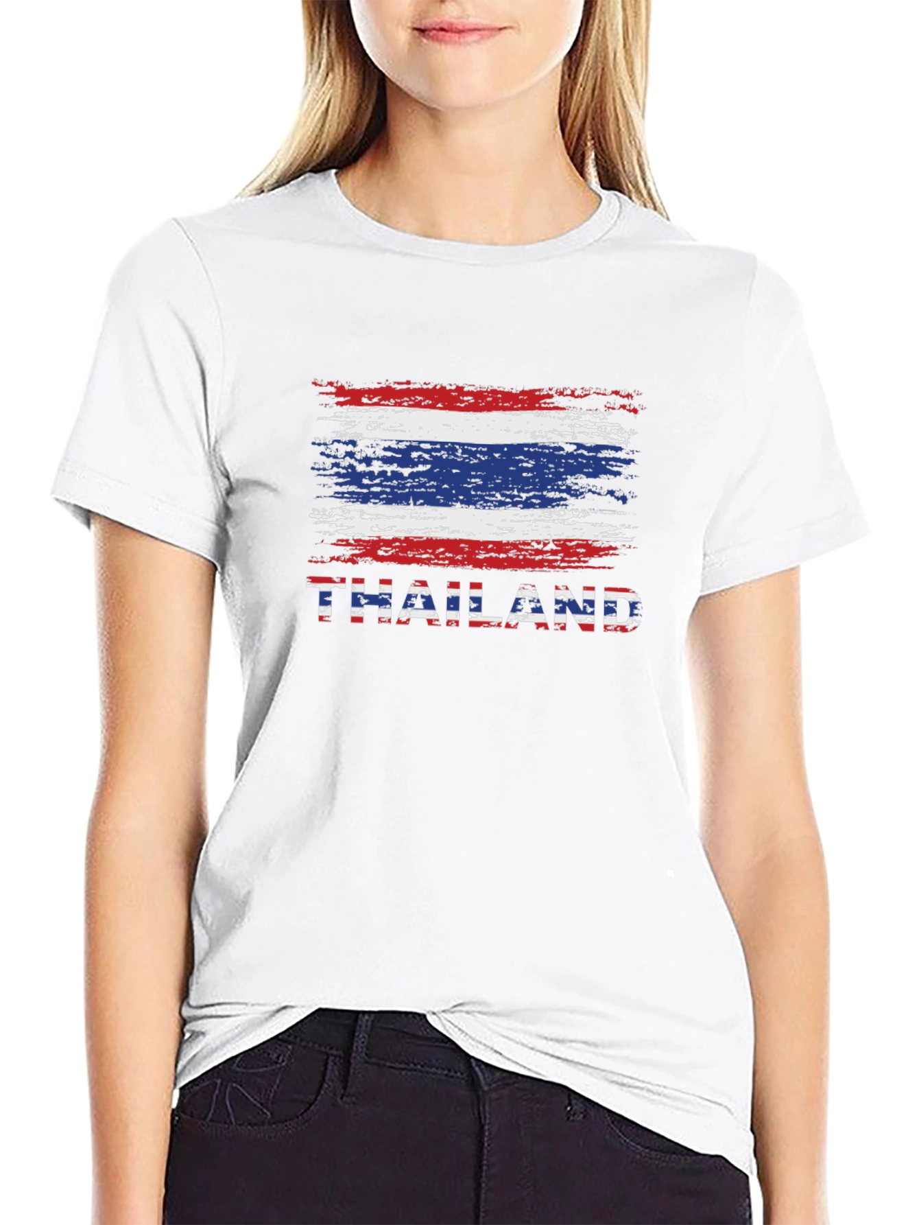 Thailand Flag T-Shirt - Black Crew Neck Tee