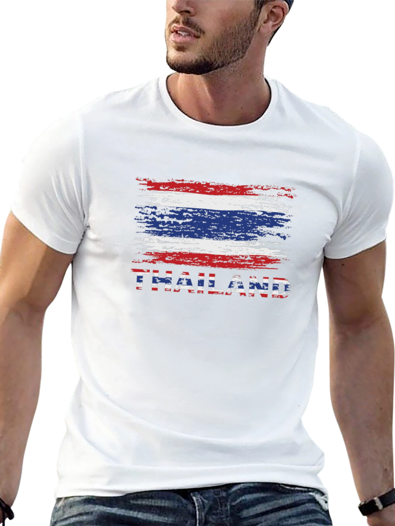 Thailand Flag T-Shirt - Black Crew Neck Tee