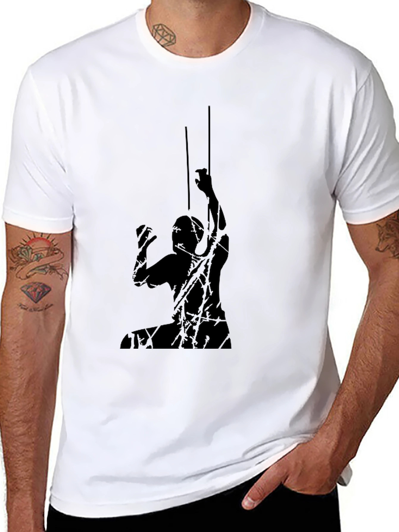 Black Graphic Tee - Climbing Silhouette