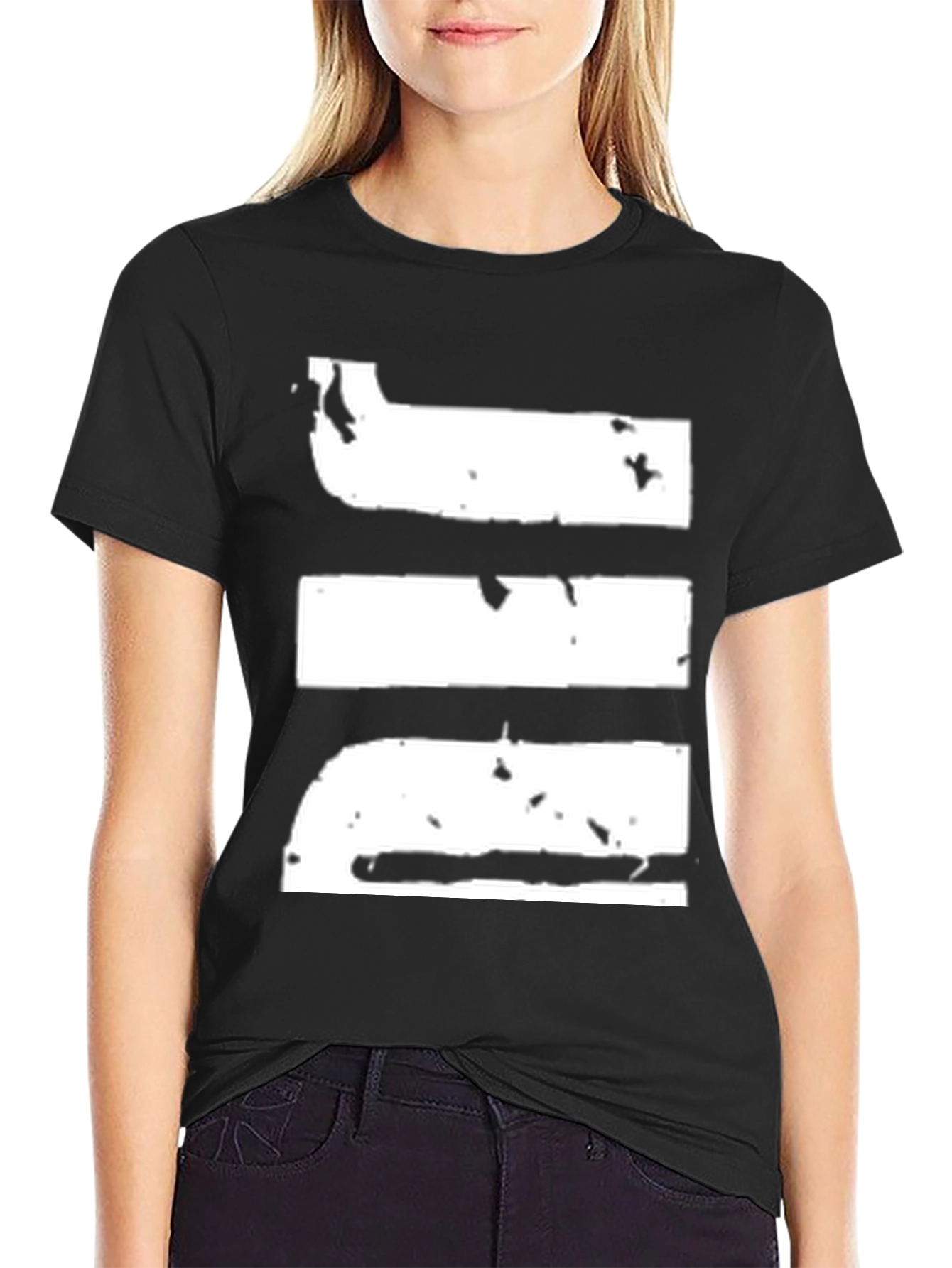 Grunge Stripe Graphic Black T-Shirt