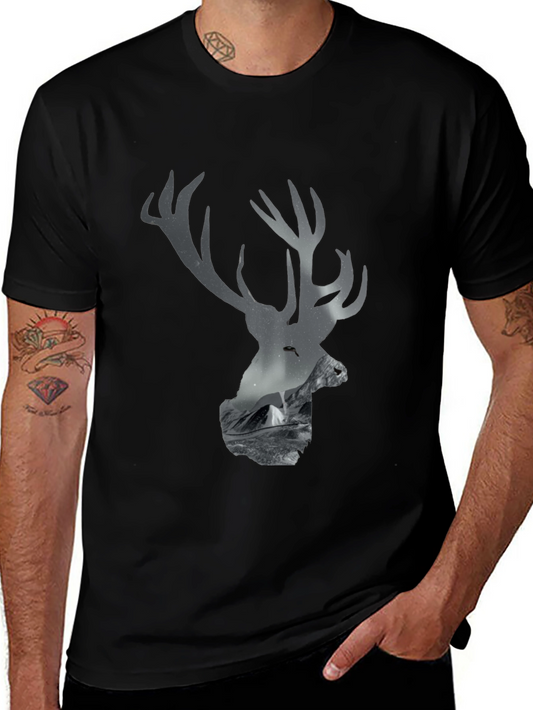 Deer Silhouette Mountain Scene Tee