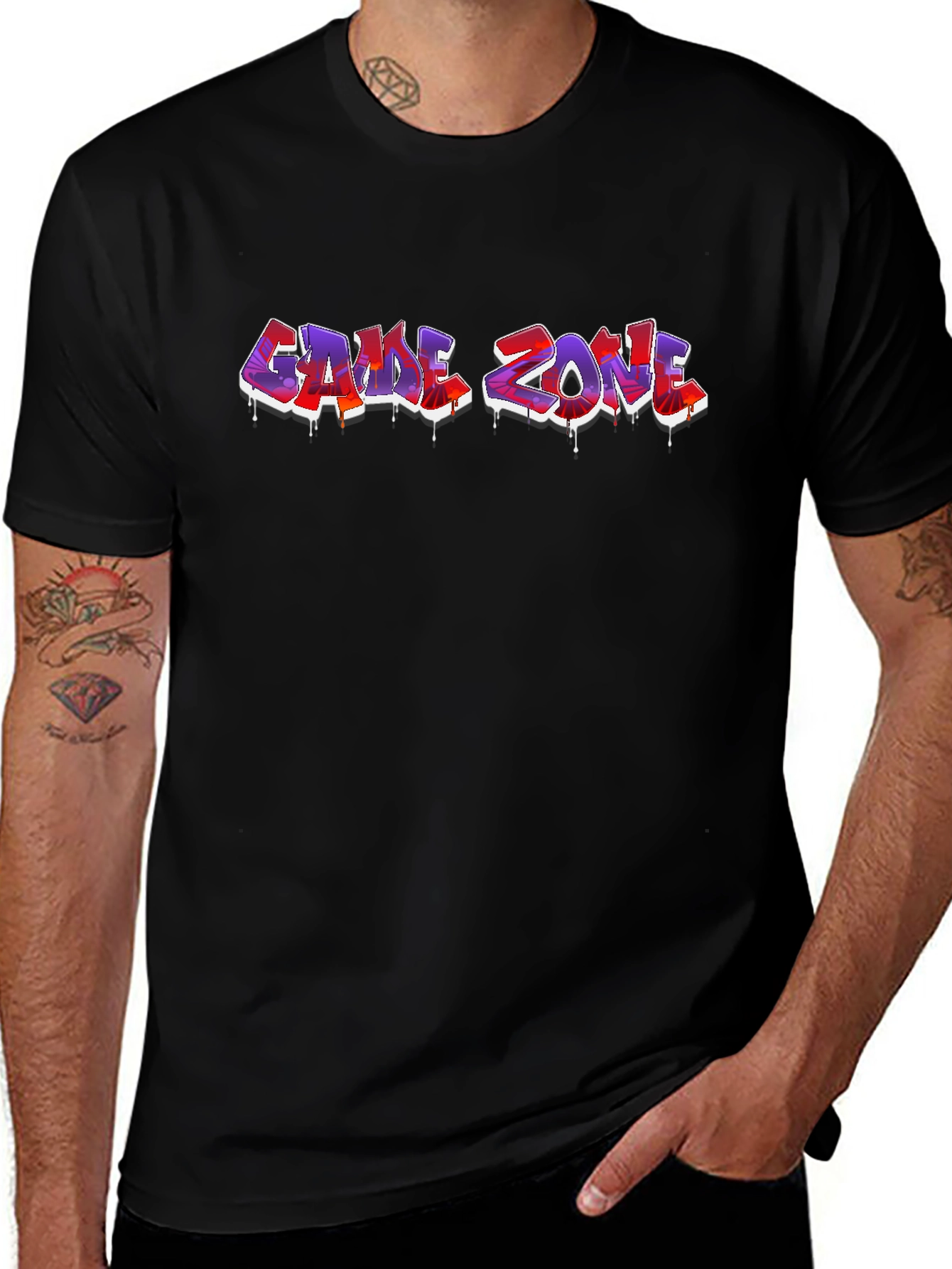 Game Zone Graphic Tee - Black Cotton T-Shirt