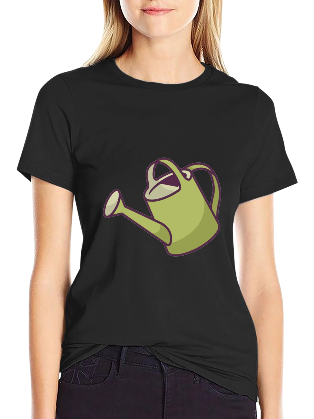 Watering Can Graphic Tee - Black Casual Shirt