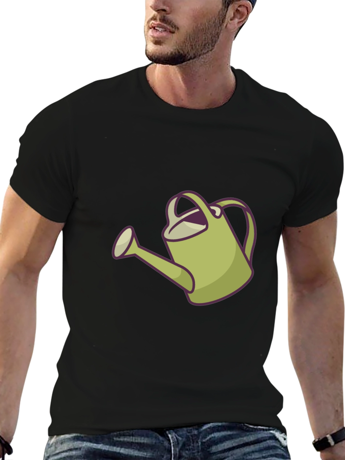 Watering Can Graphic Tee - Black Casual Shirt