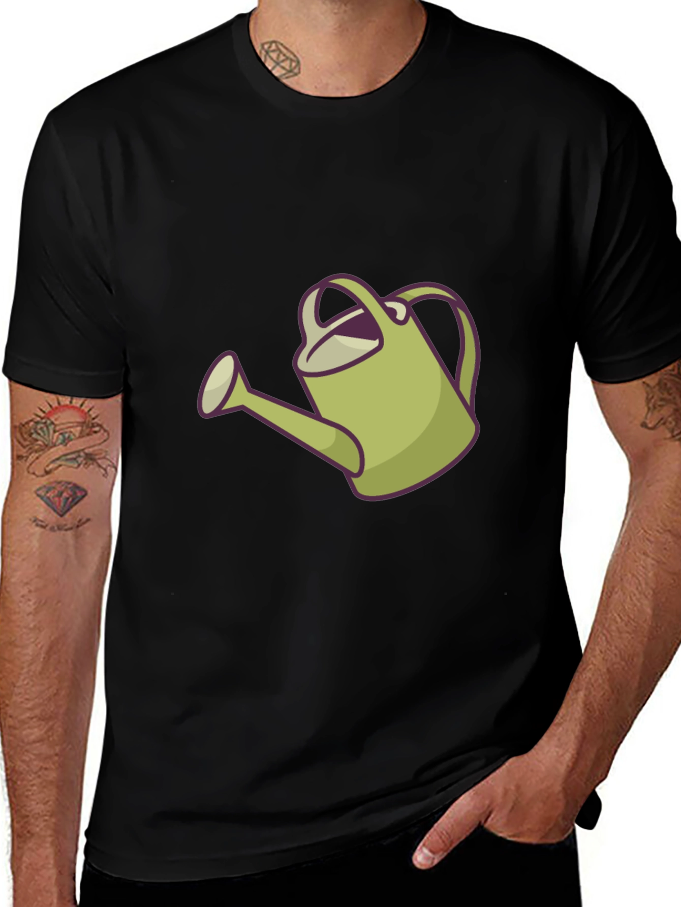 Watering Can Graphic Tee - Black Casual Shirt