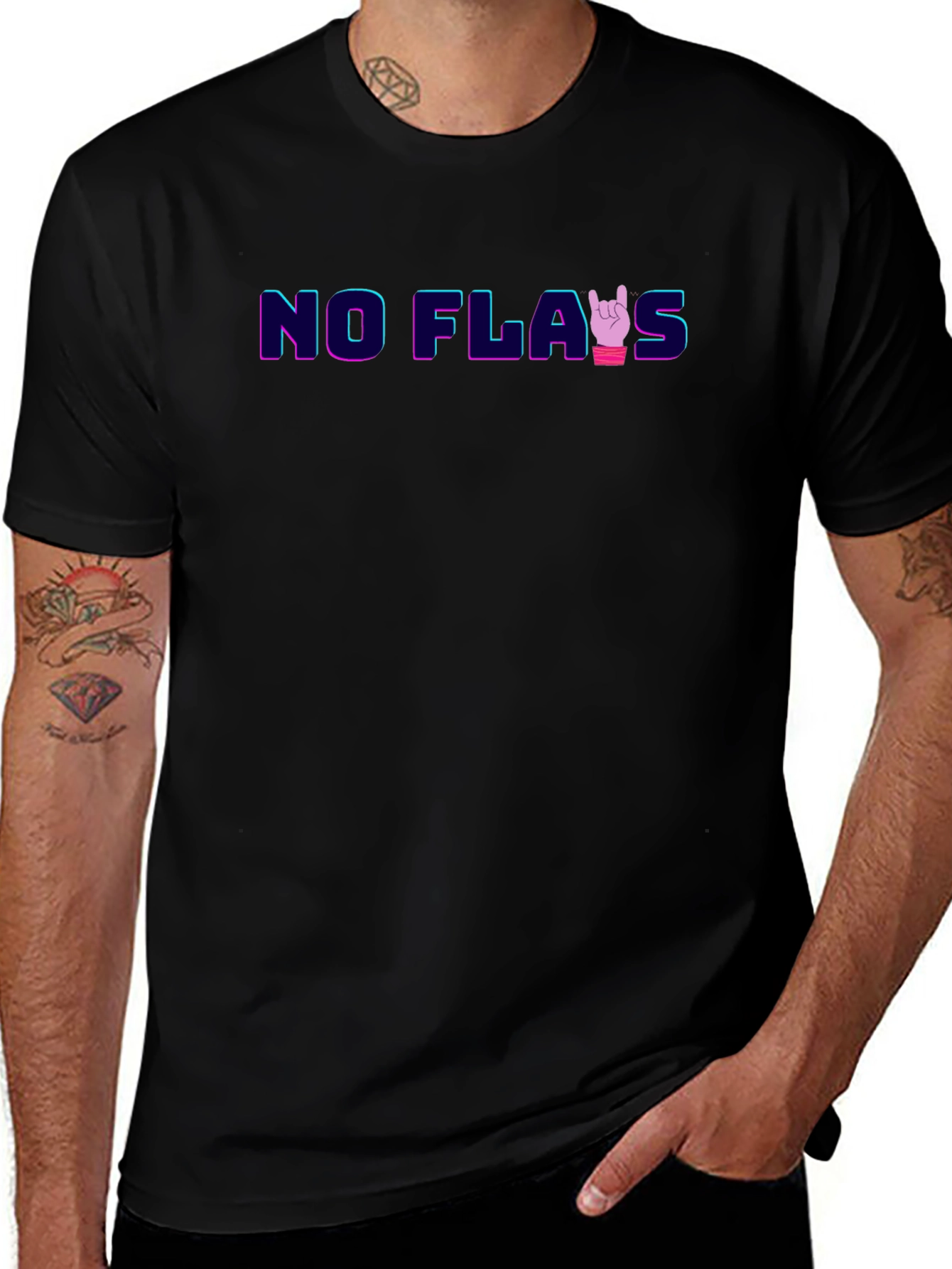No Flaws Black Graphic Tee