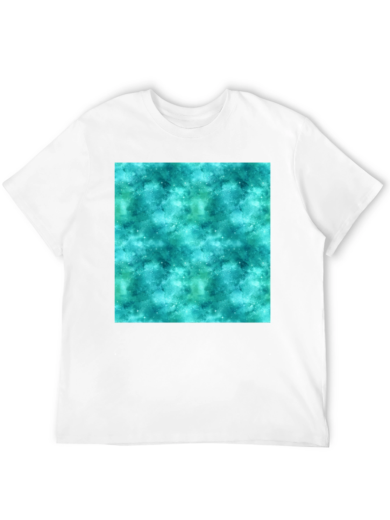 Teal Galaxy Print Black T-Shirt