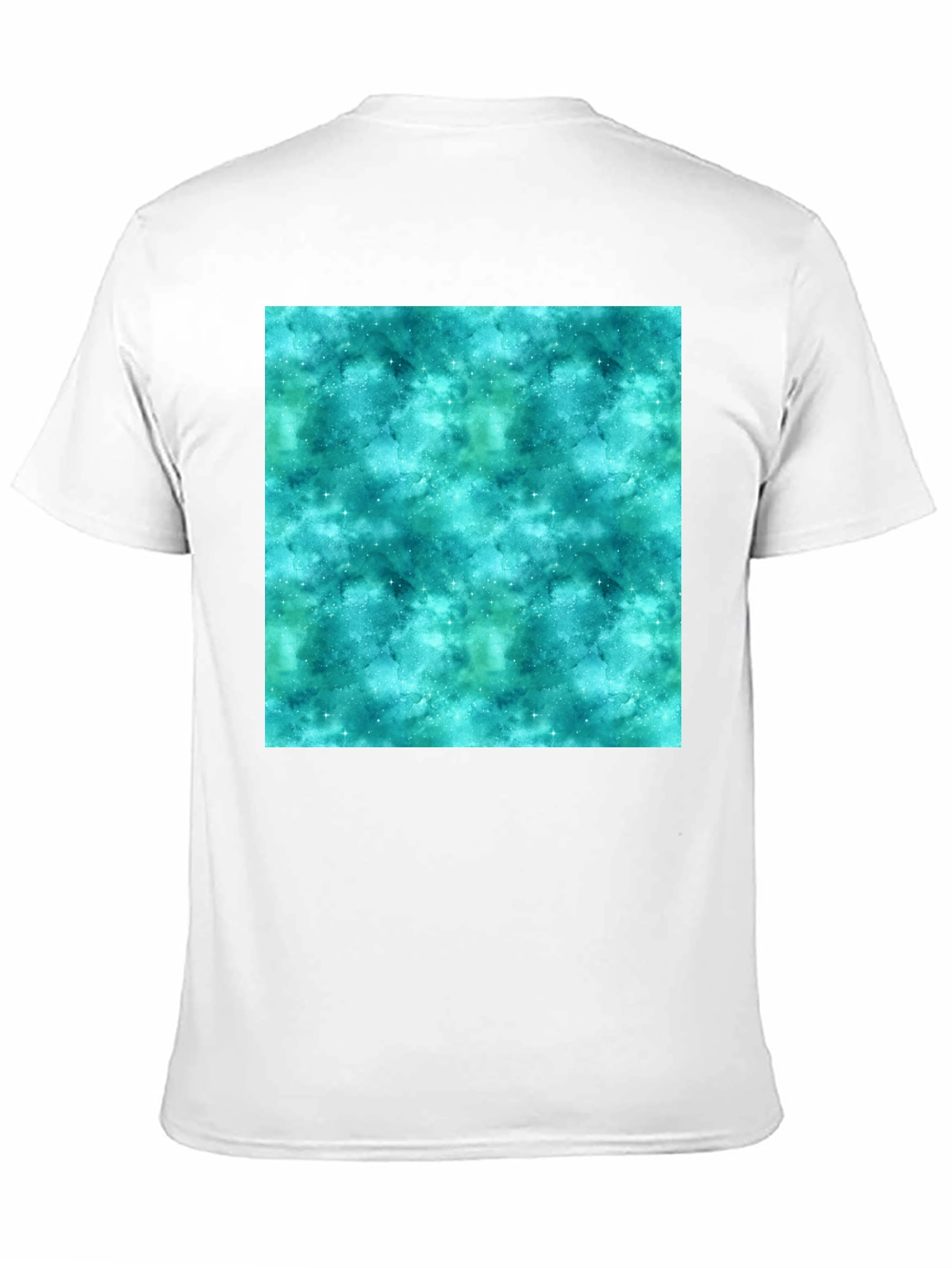 Teal Galaxy Print Black T-Shirt