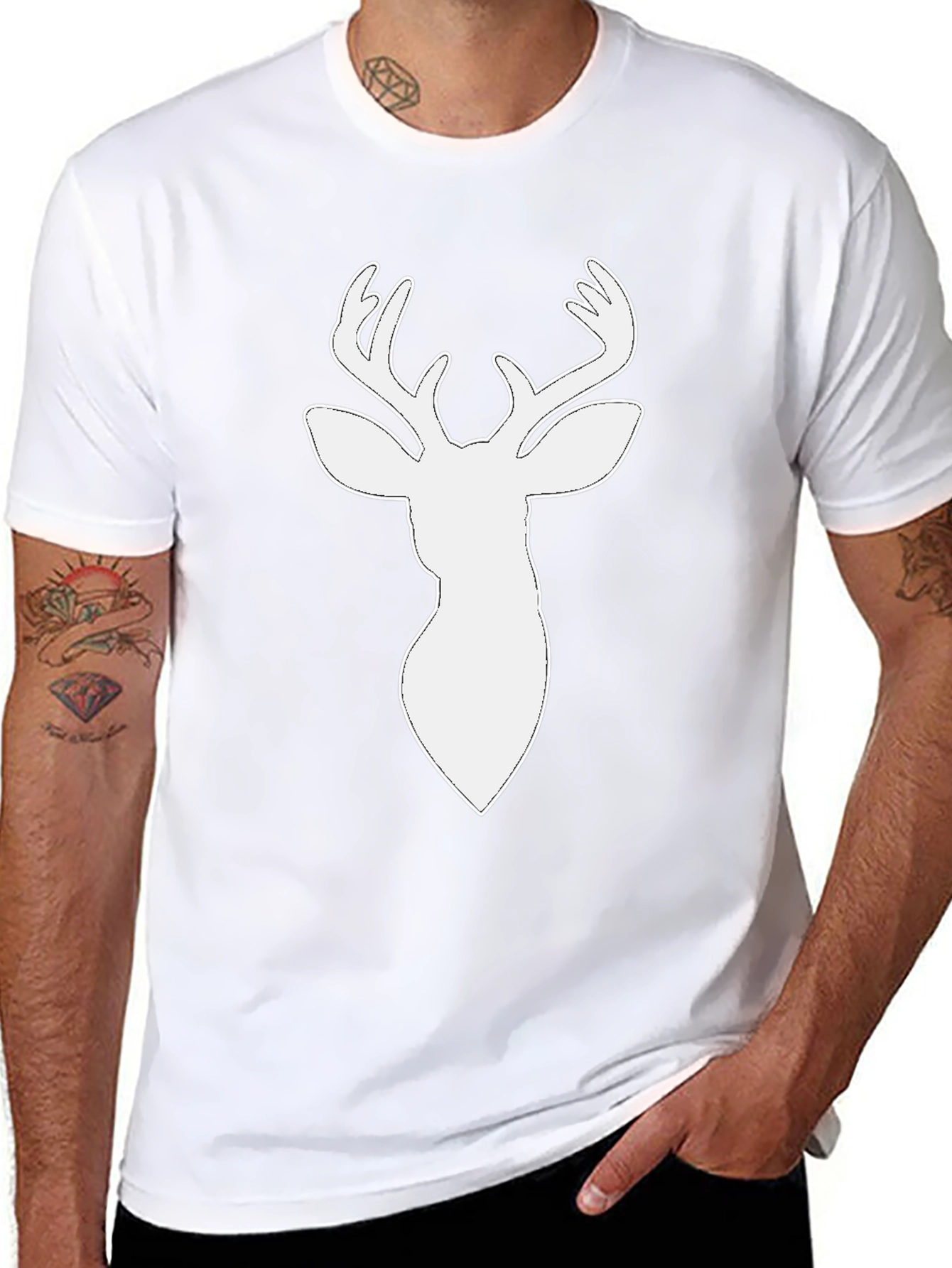 Deer Head Graphic Tee - Black Casual Shirt