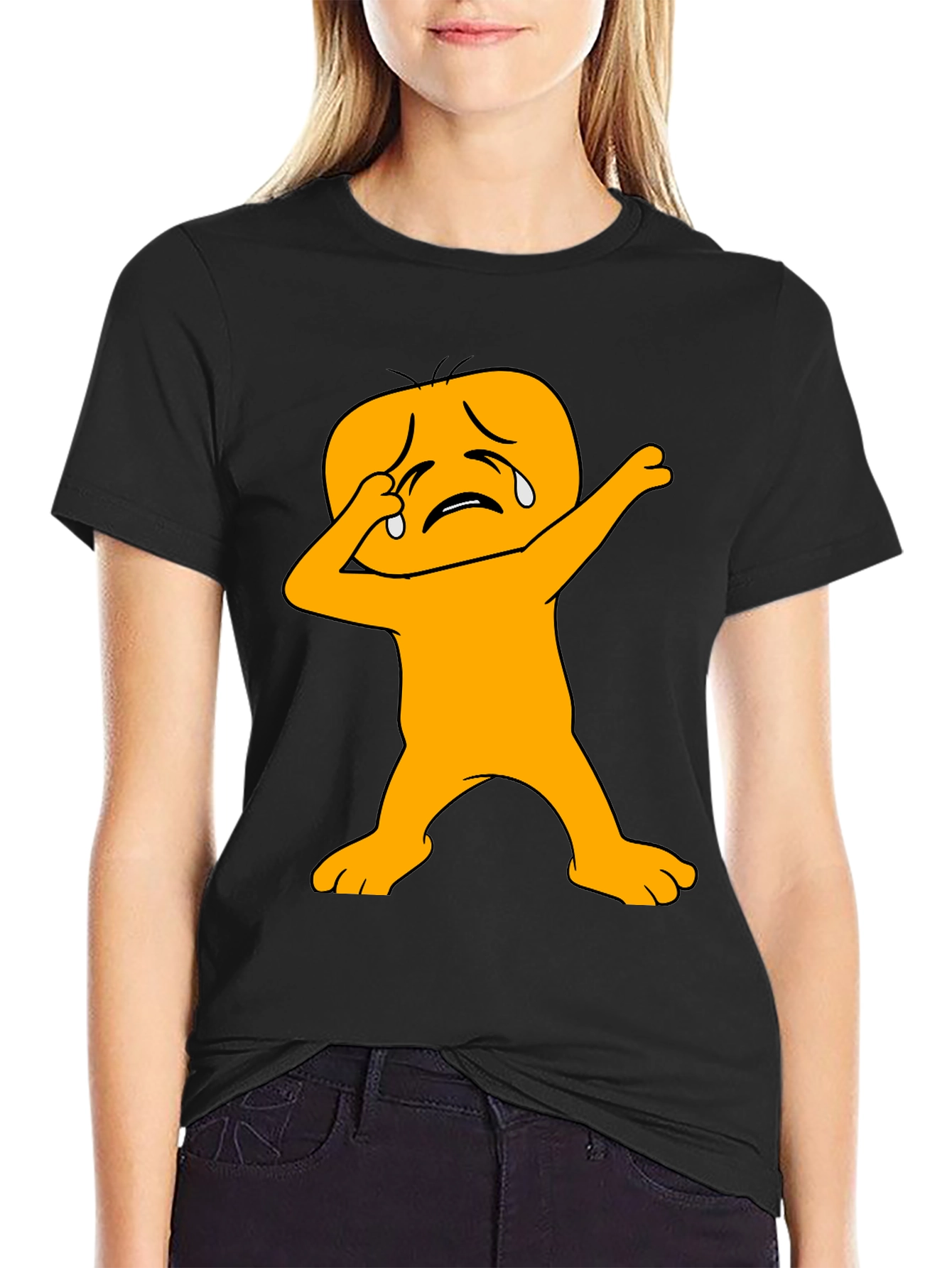 Dabbing Crying Emoji Black T-Shirt