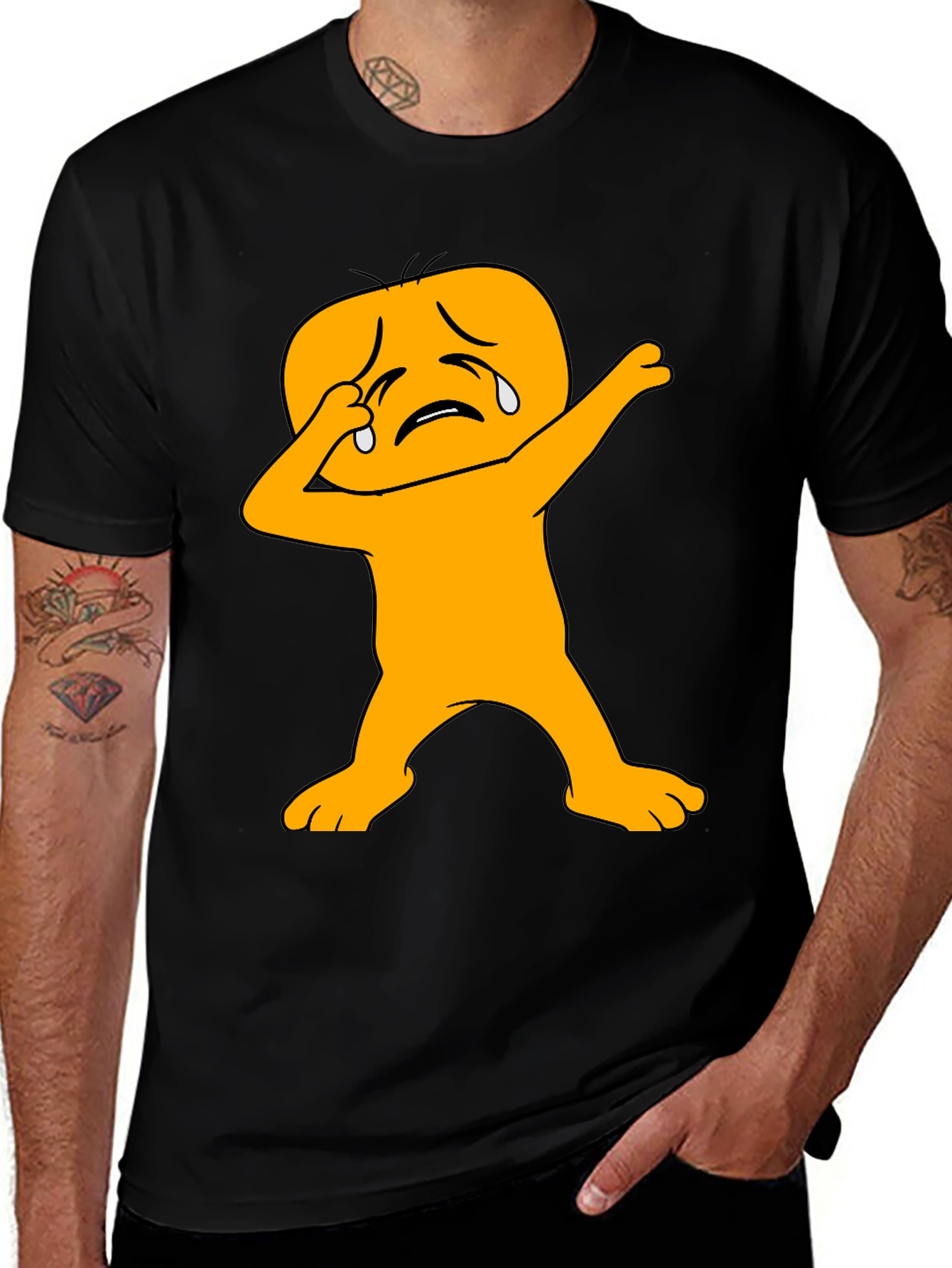 Dabbing Crying Emoji Black T-Shirt