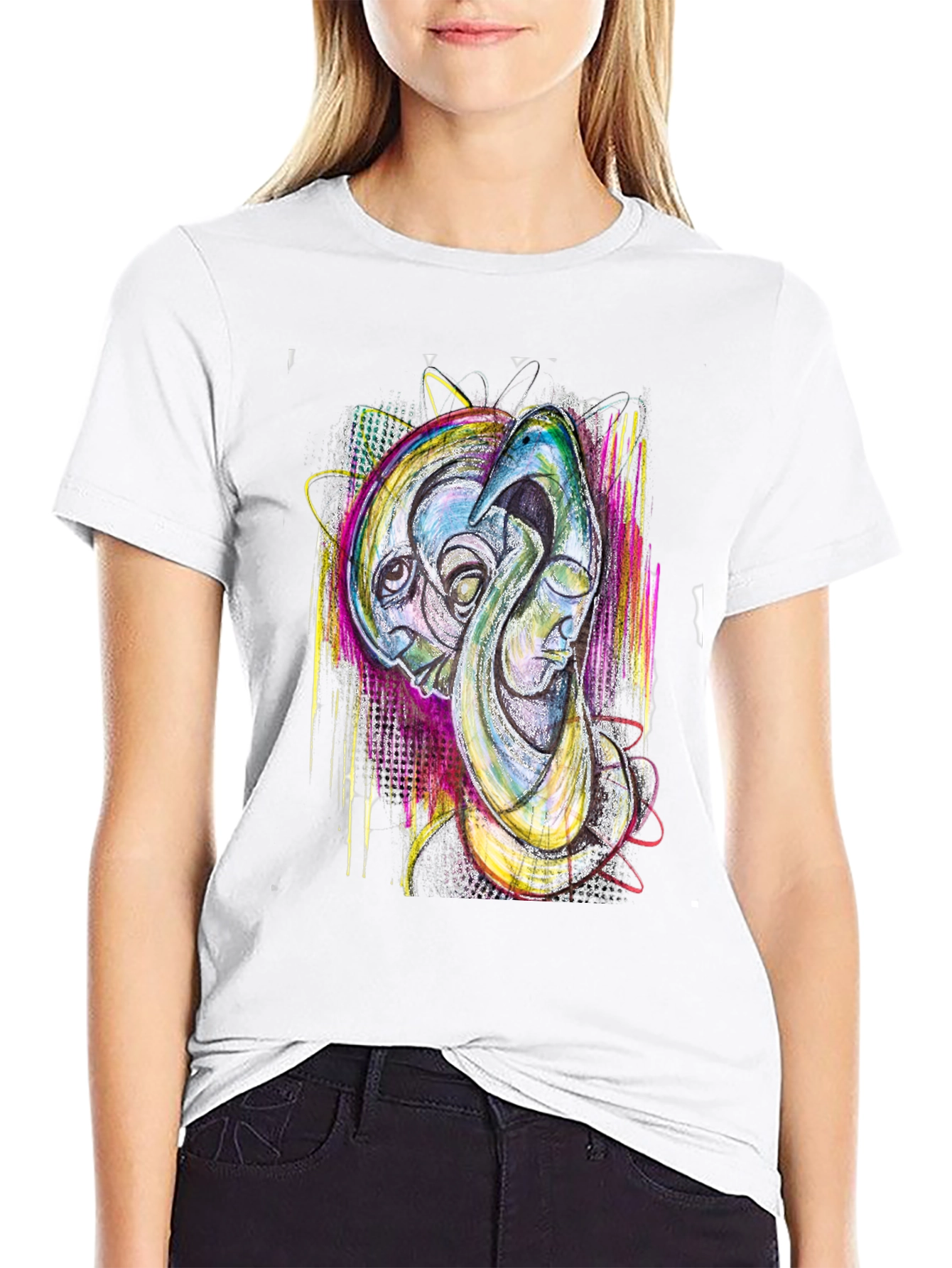 Abstract Art Print Black T-Shirt