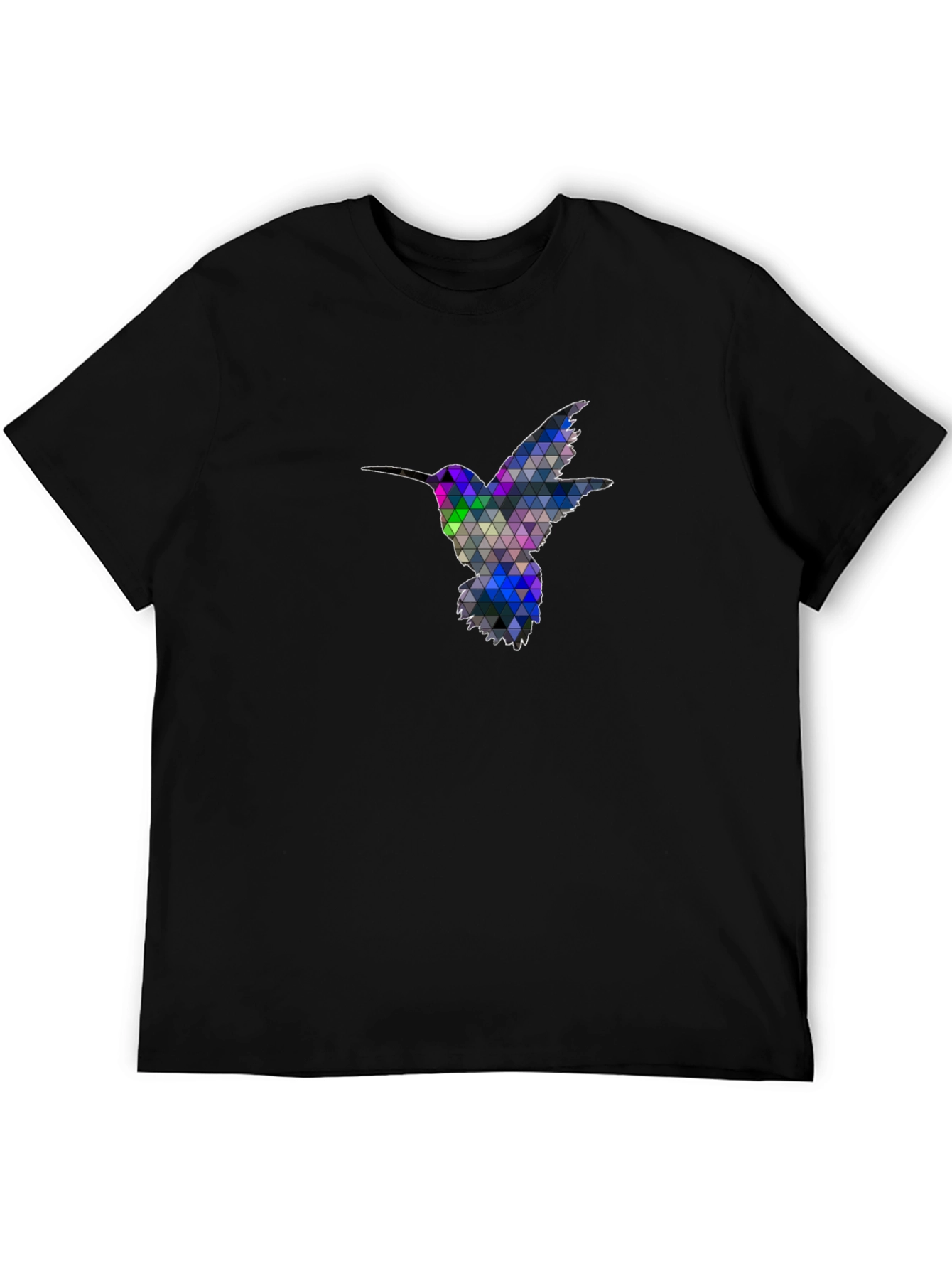 Geometric Hummingbird Graphic Tee - Black