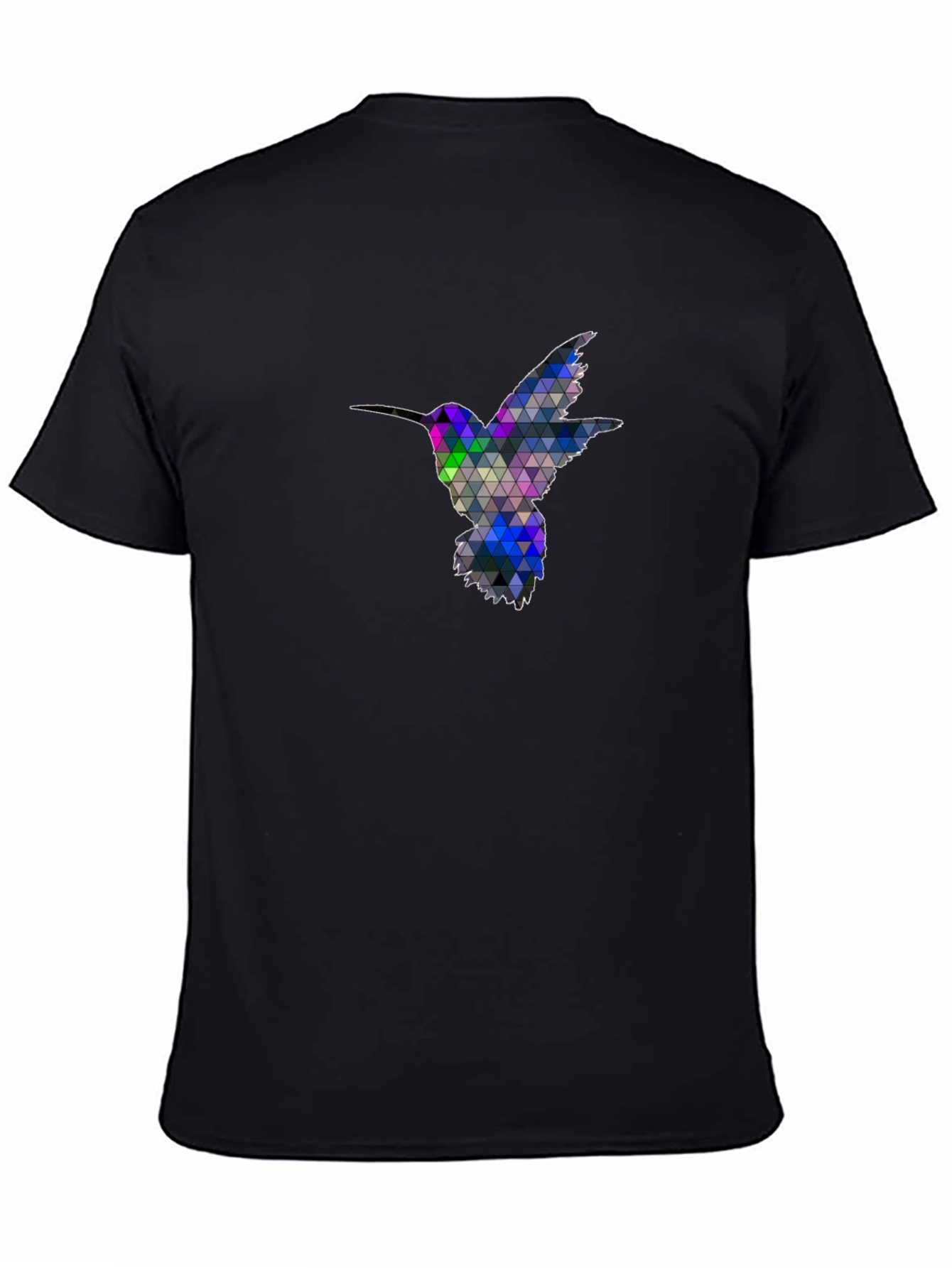 Geometric Hummingbird Graphic Tee - Black