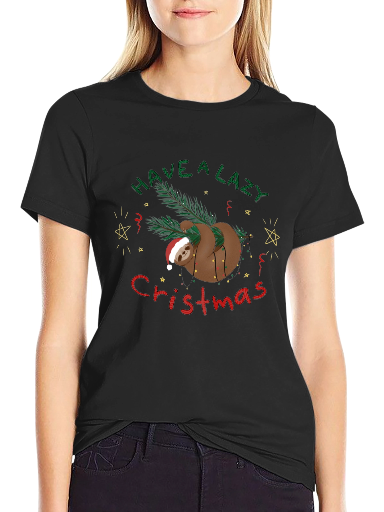 Lazy Sloth Christmas T-Shirt Holiday Tee