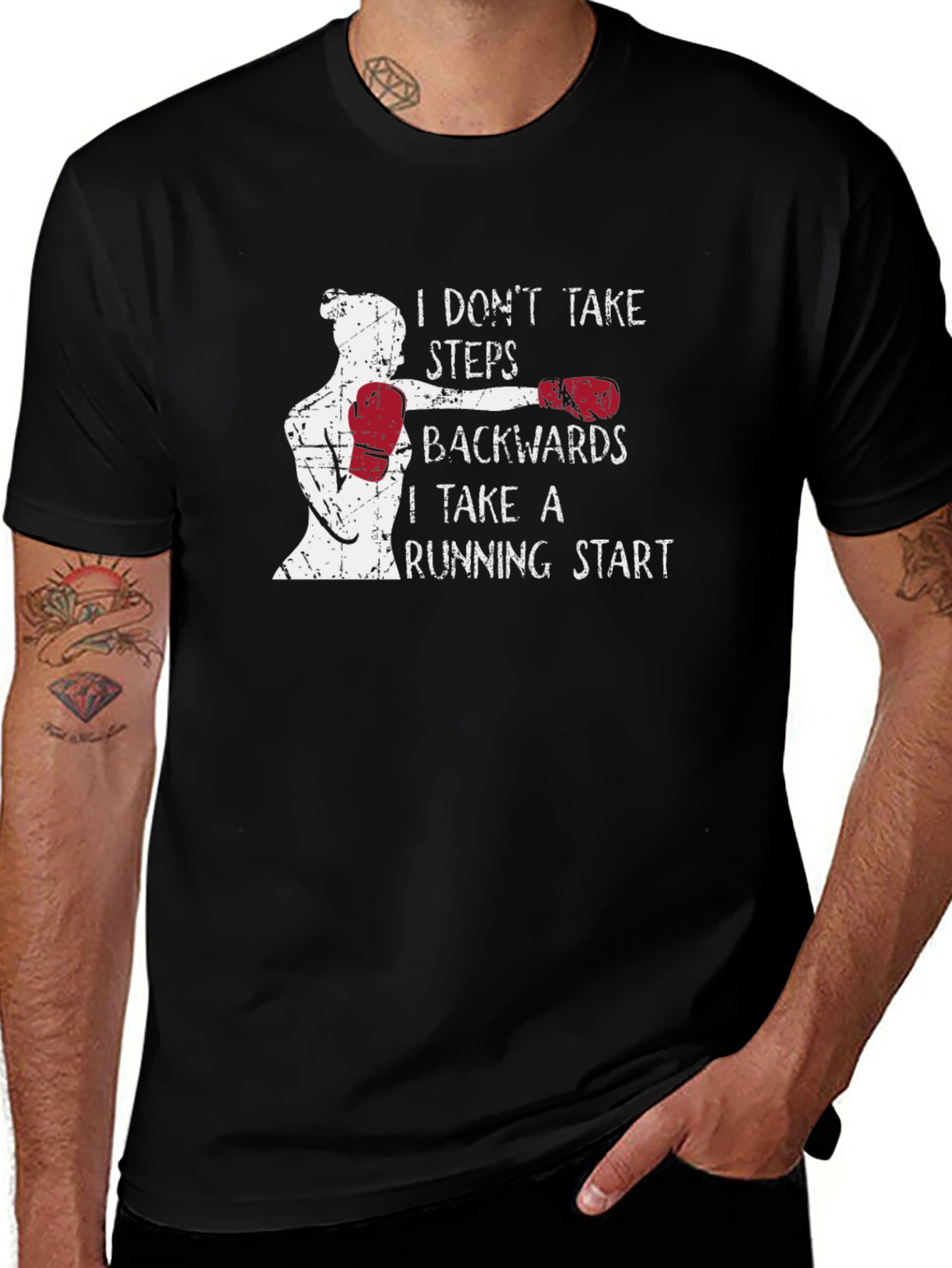 Motivational Boxing T-Shirt: I Dont Take Steps Backwards