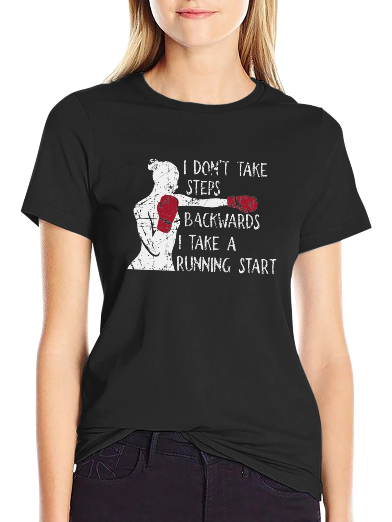 Motivational Boxing T-Shirt: I Dont Take Steps Backwards