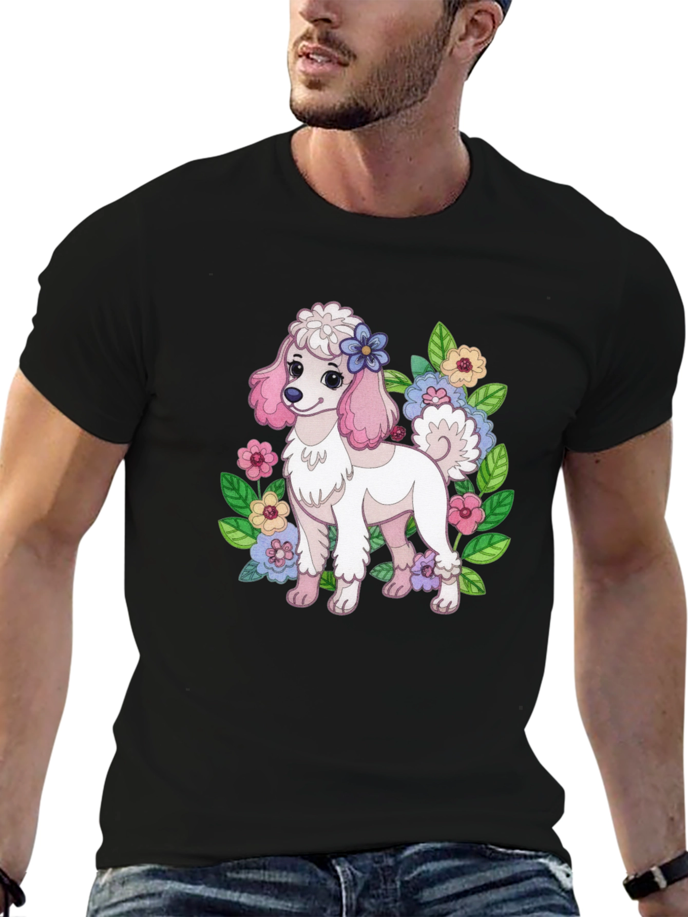 Cute Poodle Floral T-Shirt – Adorable Dog Lover Graphic Tee