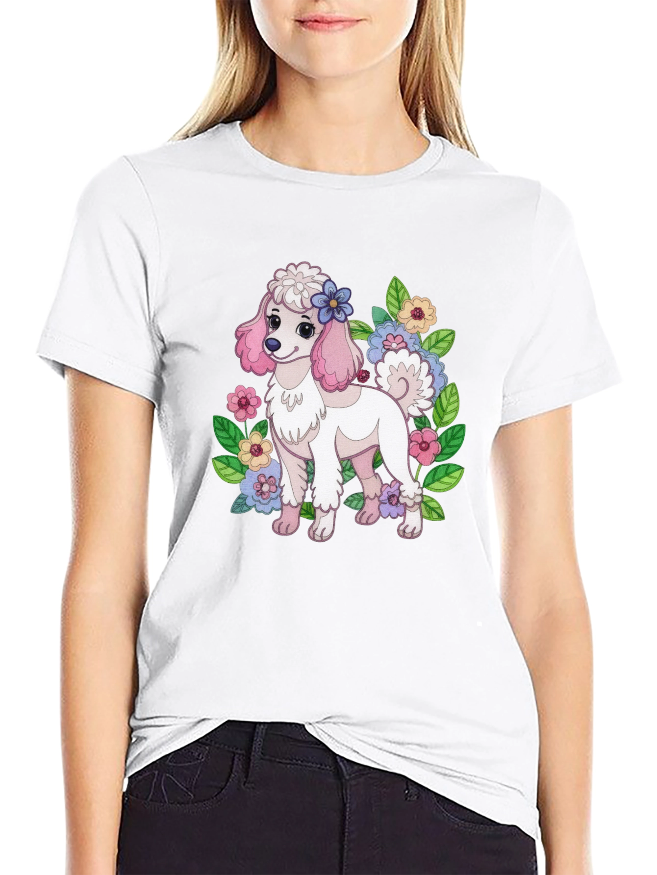 Cute Poodle Floral T-Shirt – Adorable Dog Lover Graphic Tee