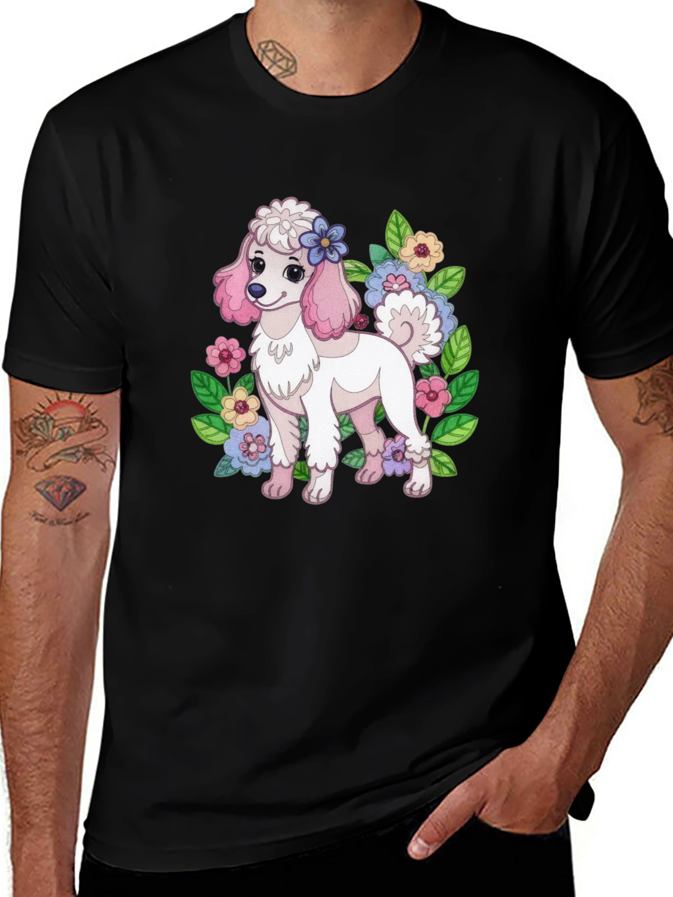 Cute Poodle Floral T-Shirt – Adorable Dog Lover Graphic Tee