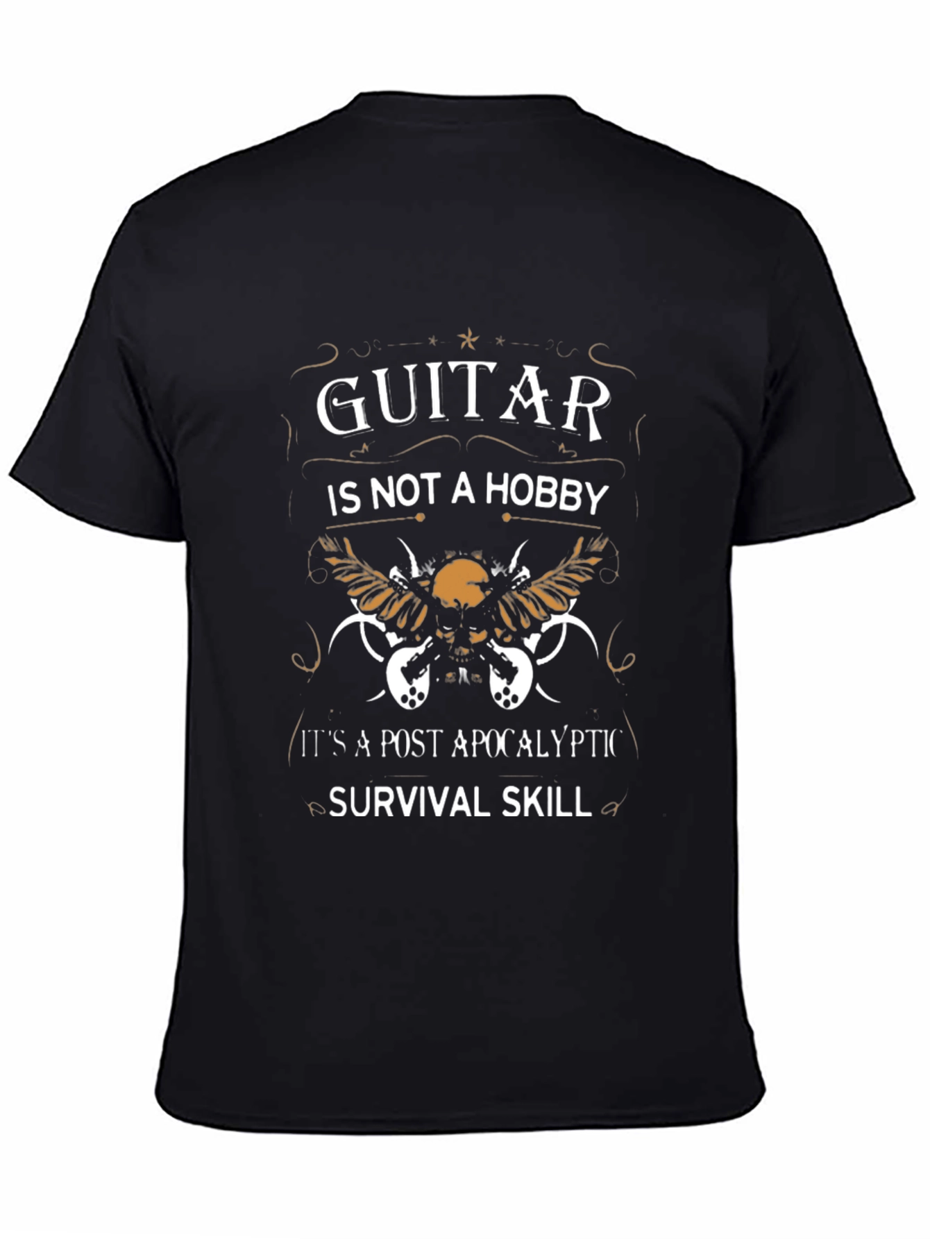 Guitar Survival Skill Black Graphic T-Shirt