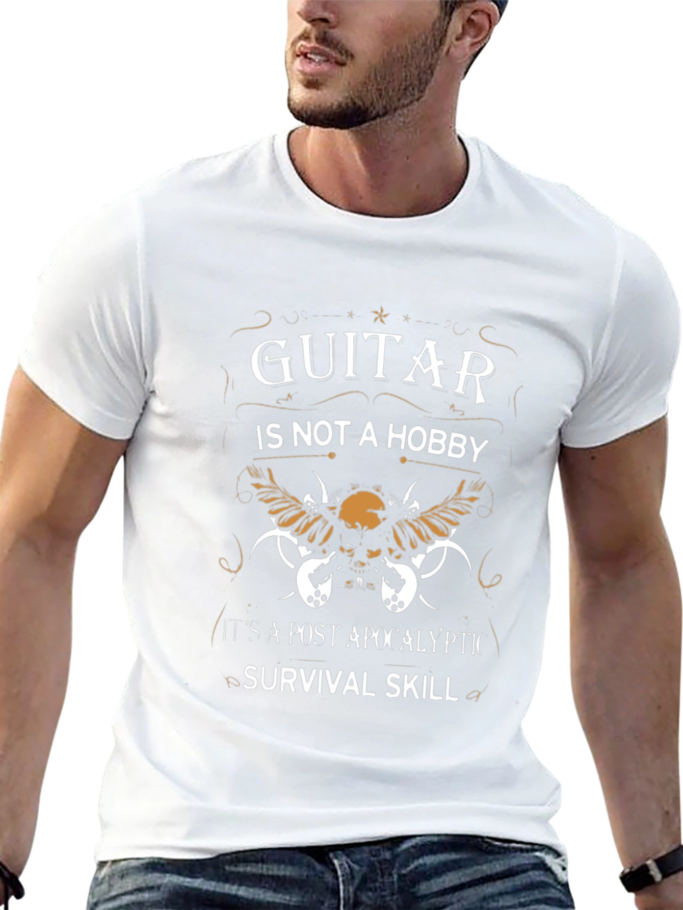 Guitar Survival Skill Black Graphic T-Shirt