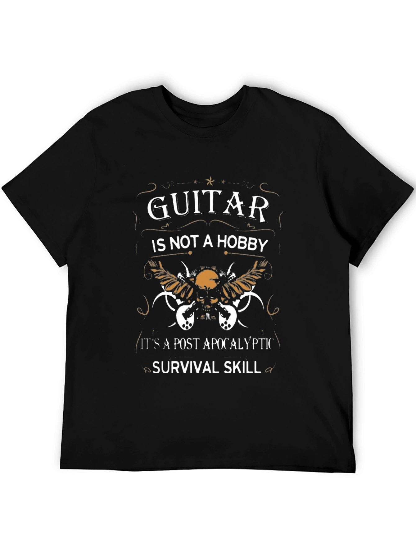 Guitar Survival Skill Black Graphic T-Shirt