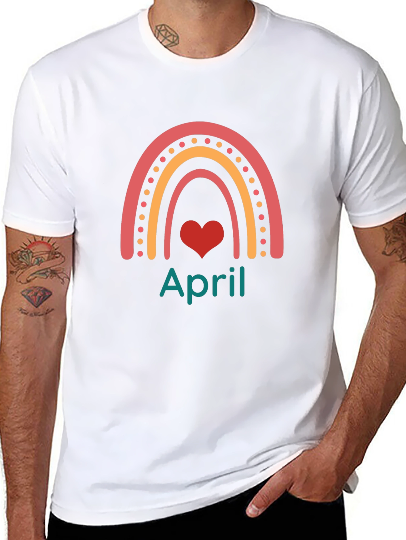 April Rainbow Heart Tee - Black