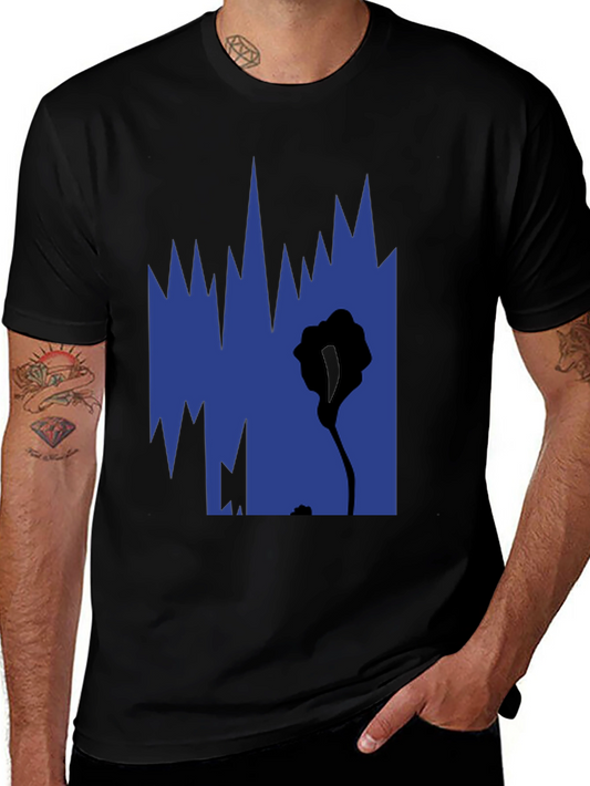 Abstract Graphic Print Black Tee