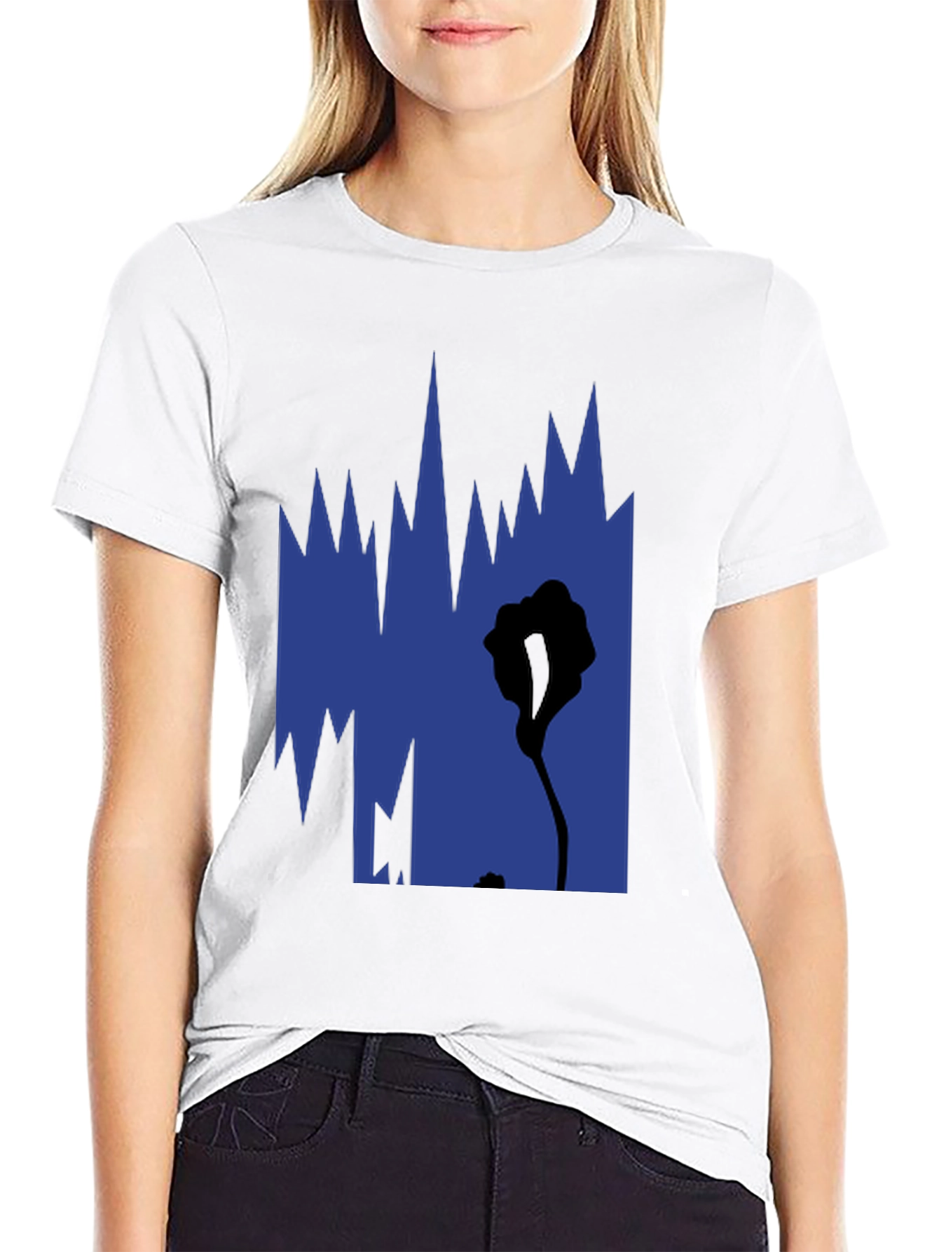 Abstract Graphic Print Black Tee