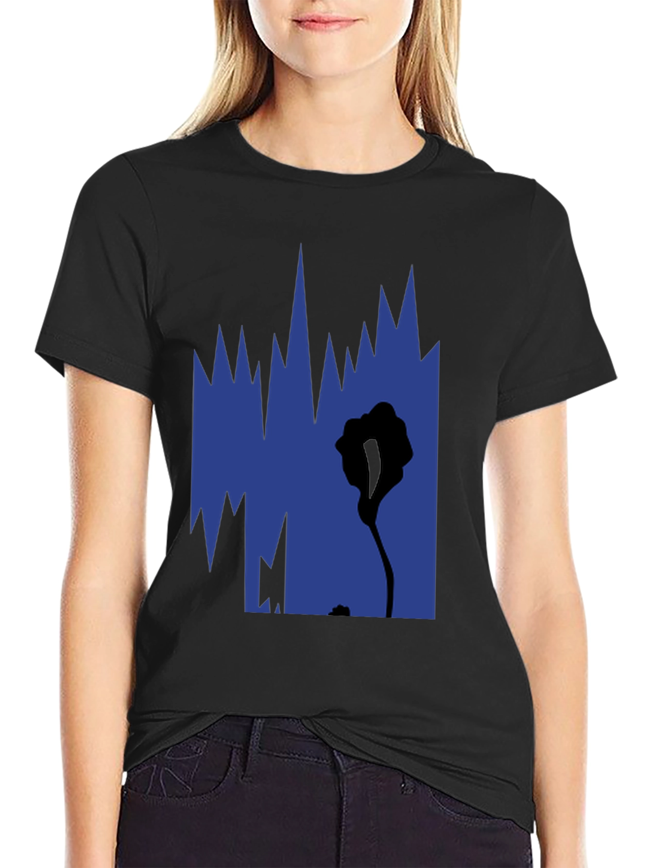 Abstract Graphic Print Black Tee