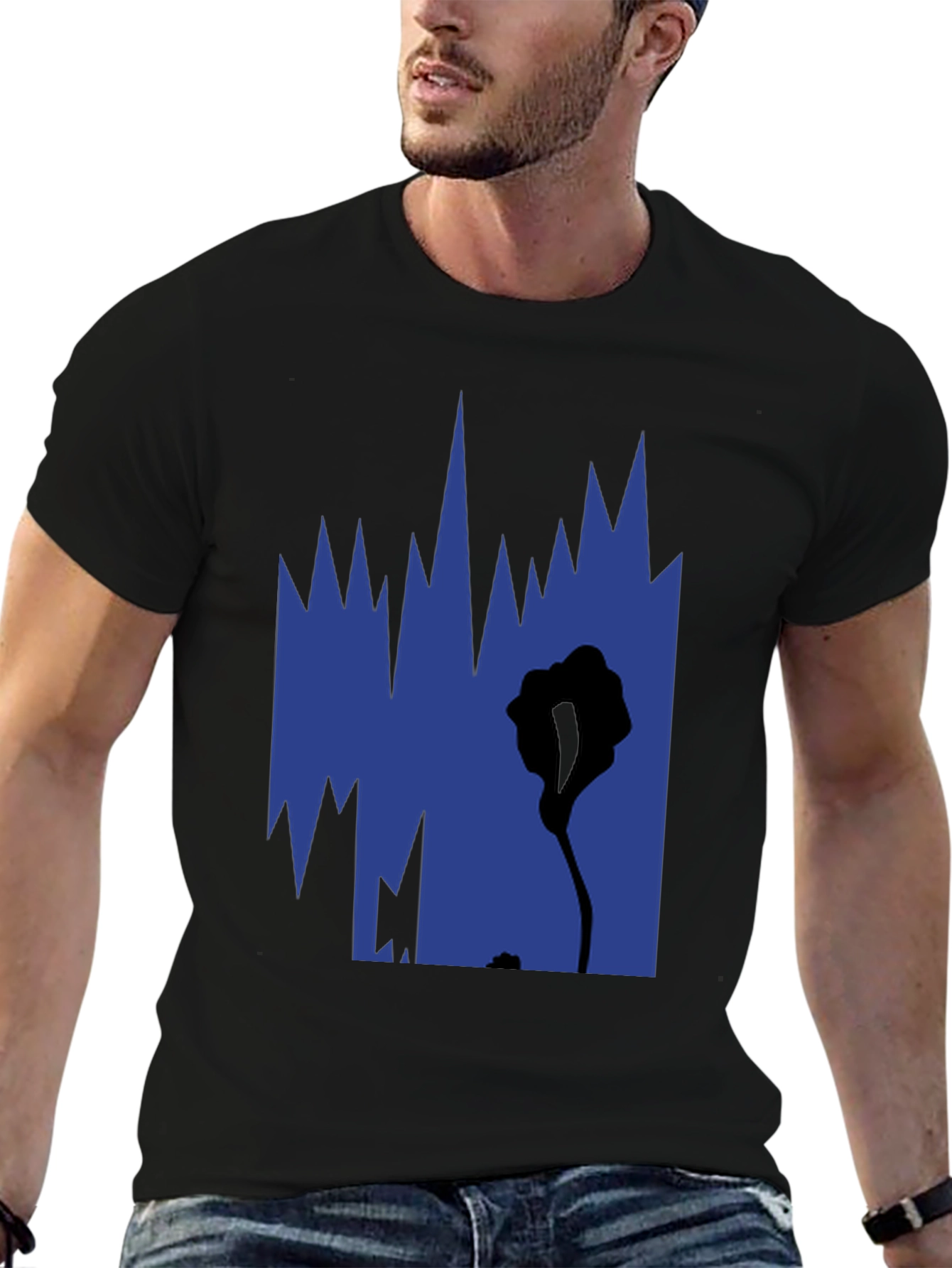Abstract Graphic Print Black Tee