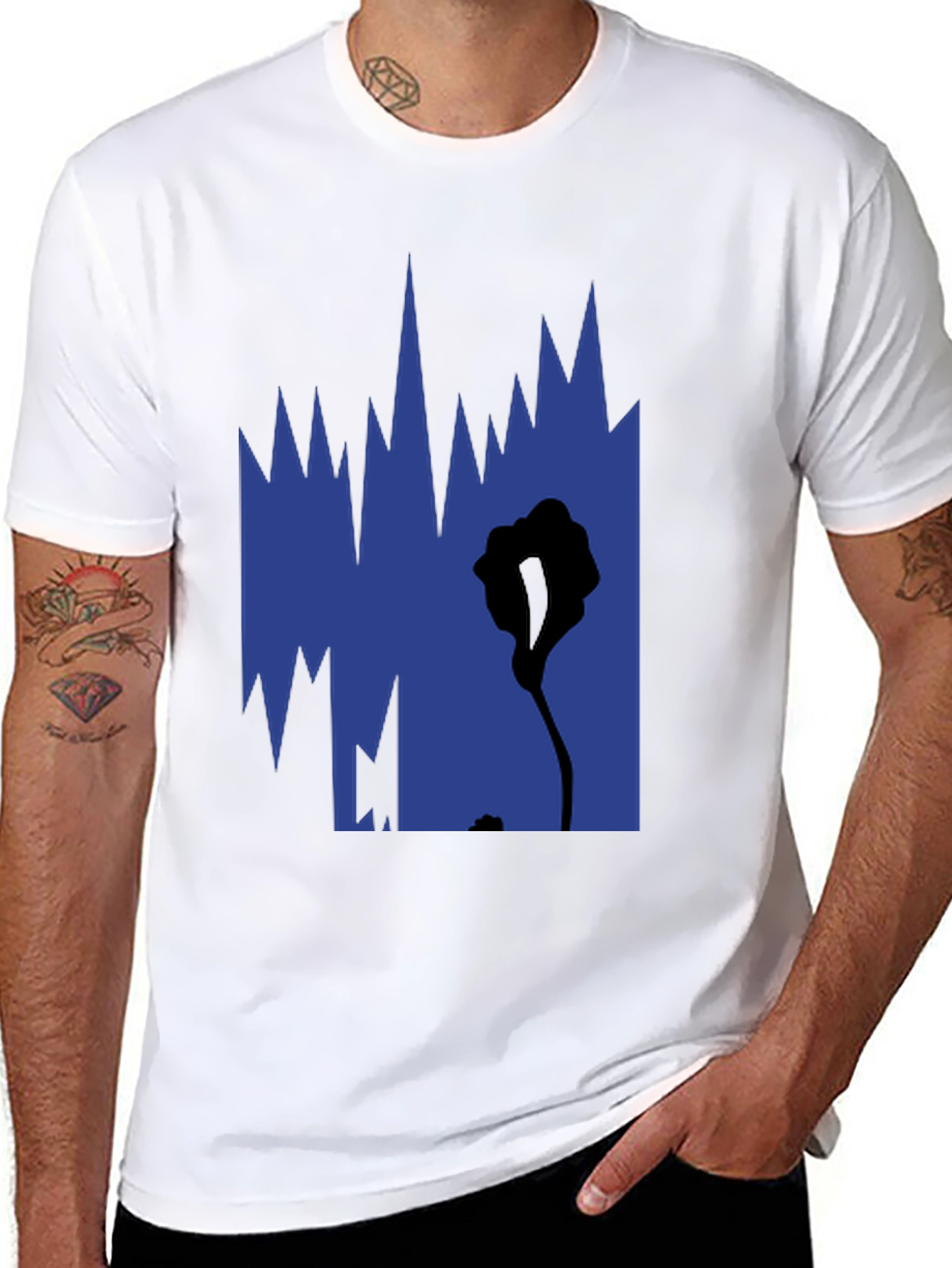 Abstract Graphic Print Black Tee