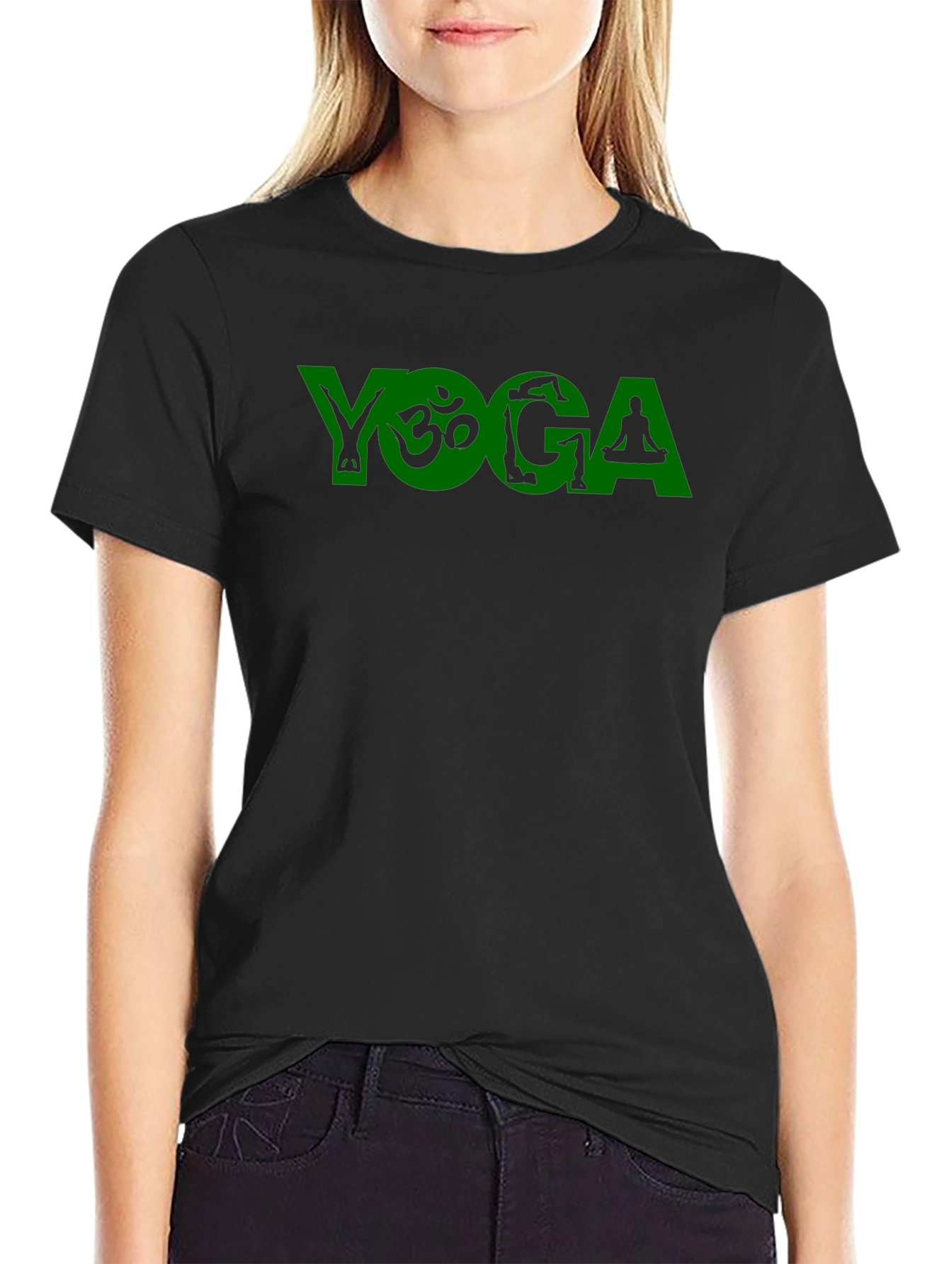 Yoga Graphic T-Shirt - Black Cotton Blend