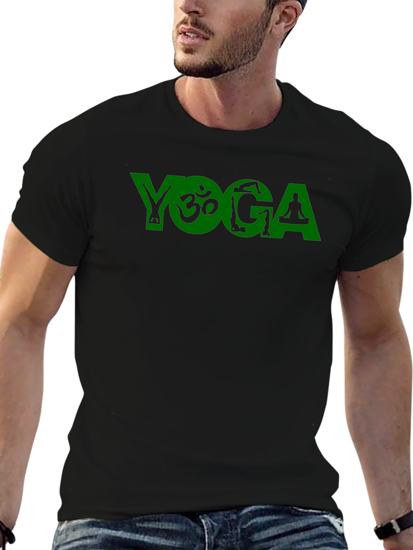 Yoga Graphic T-Shirt - Black Cotton Blend