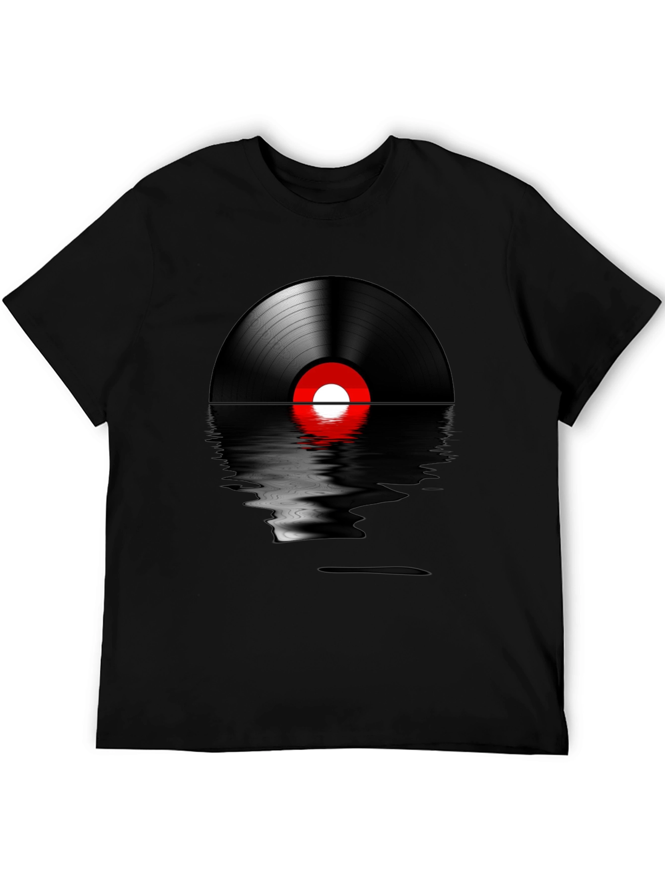 Retro Vinyl Record Reflection Graphic T-Shirt