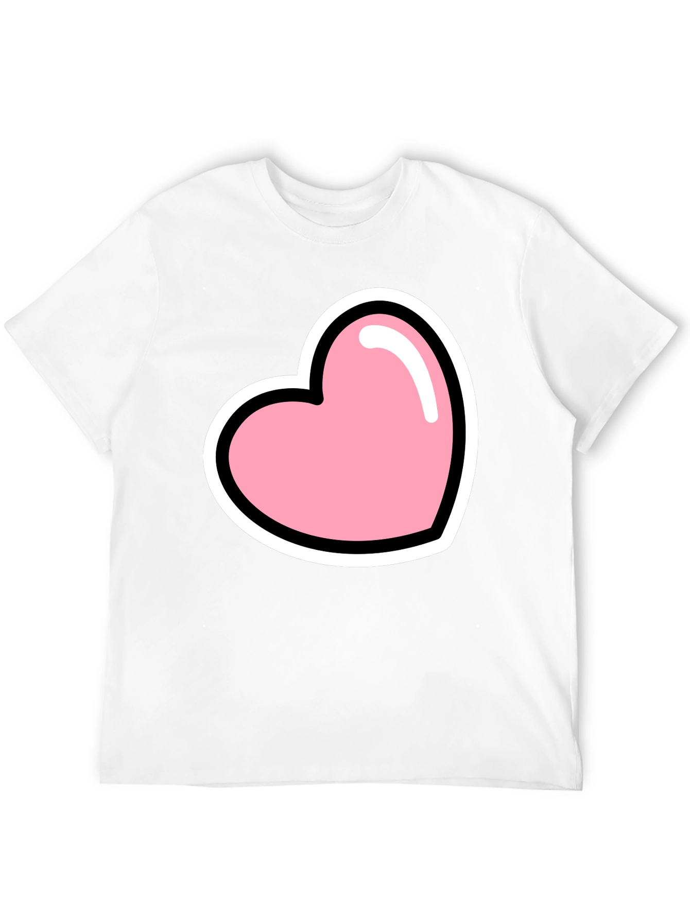 Pink Heart Graphic Black T-Shirt Casual