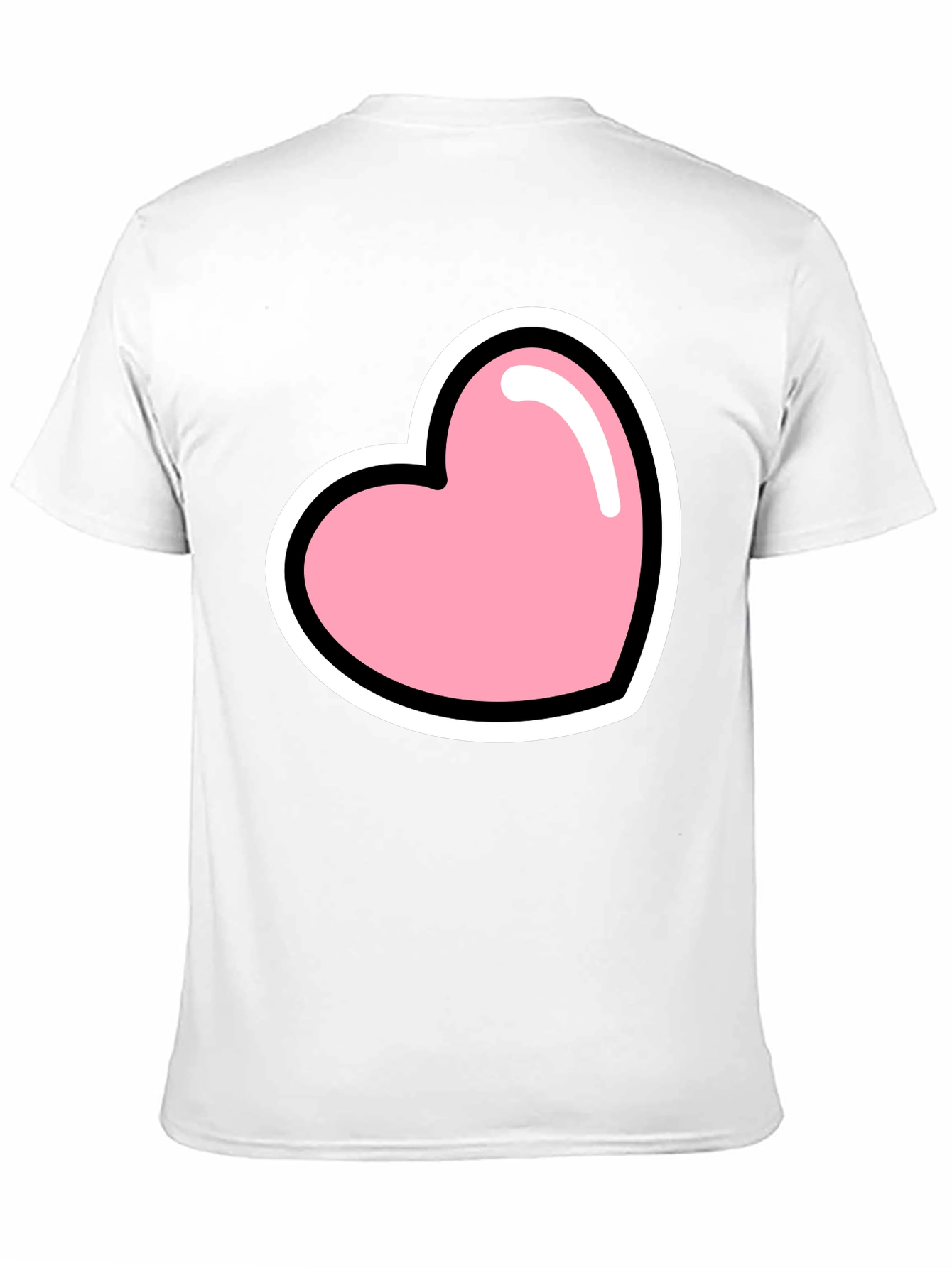 Pink Heart Graphic Black T-Shirt Casual